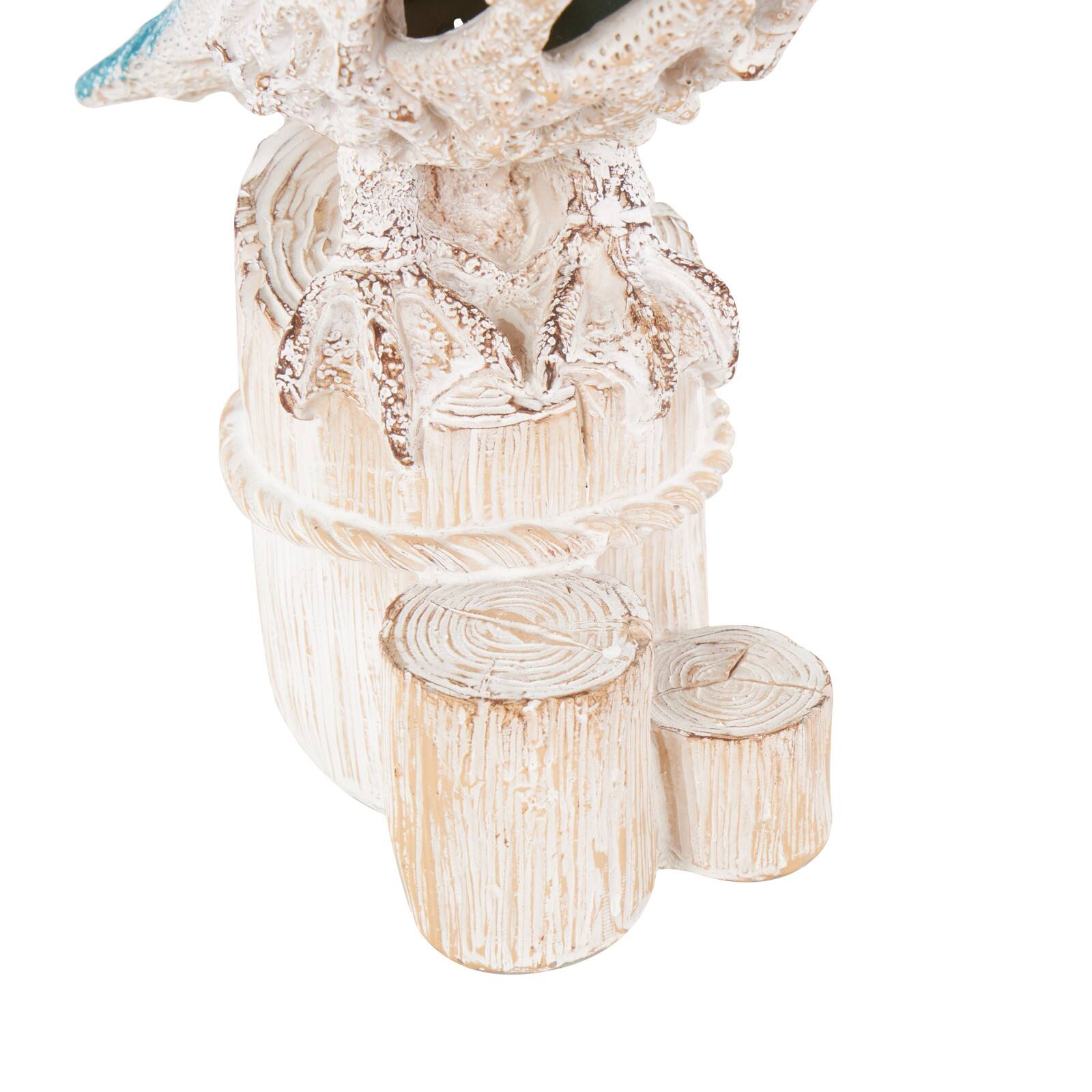13.25" Pelican Textured Decorative Sculpture with Feathers & Round Blocks