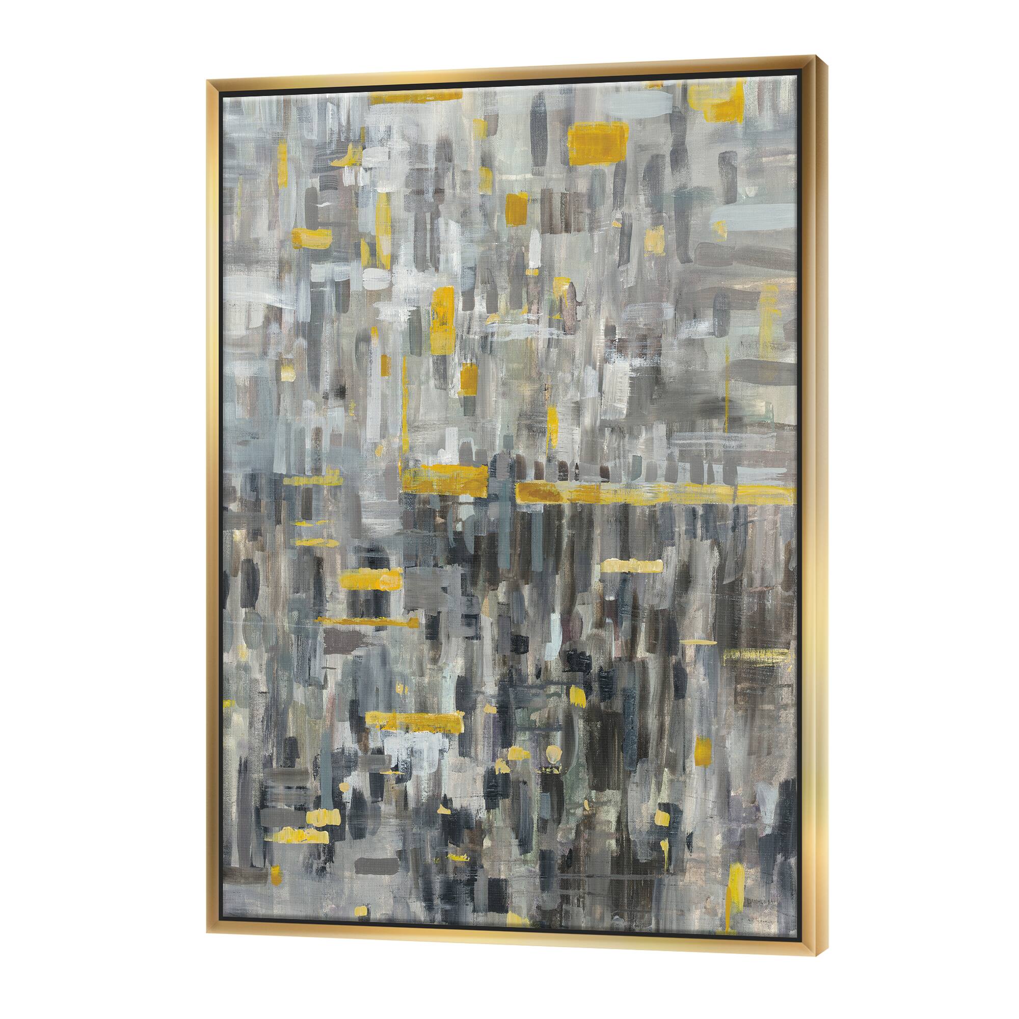 Designart - Glam Gold Reflection - Modern & Transitional Canvas in Gold Frame