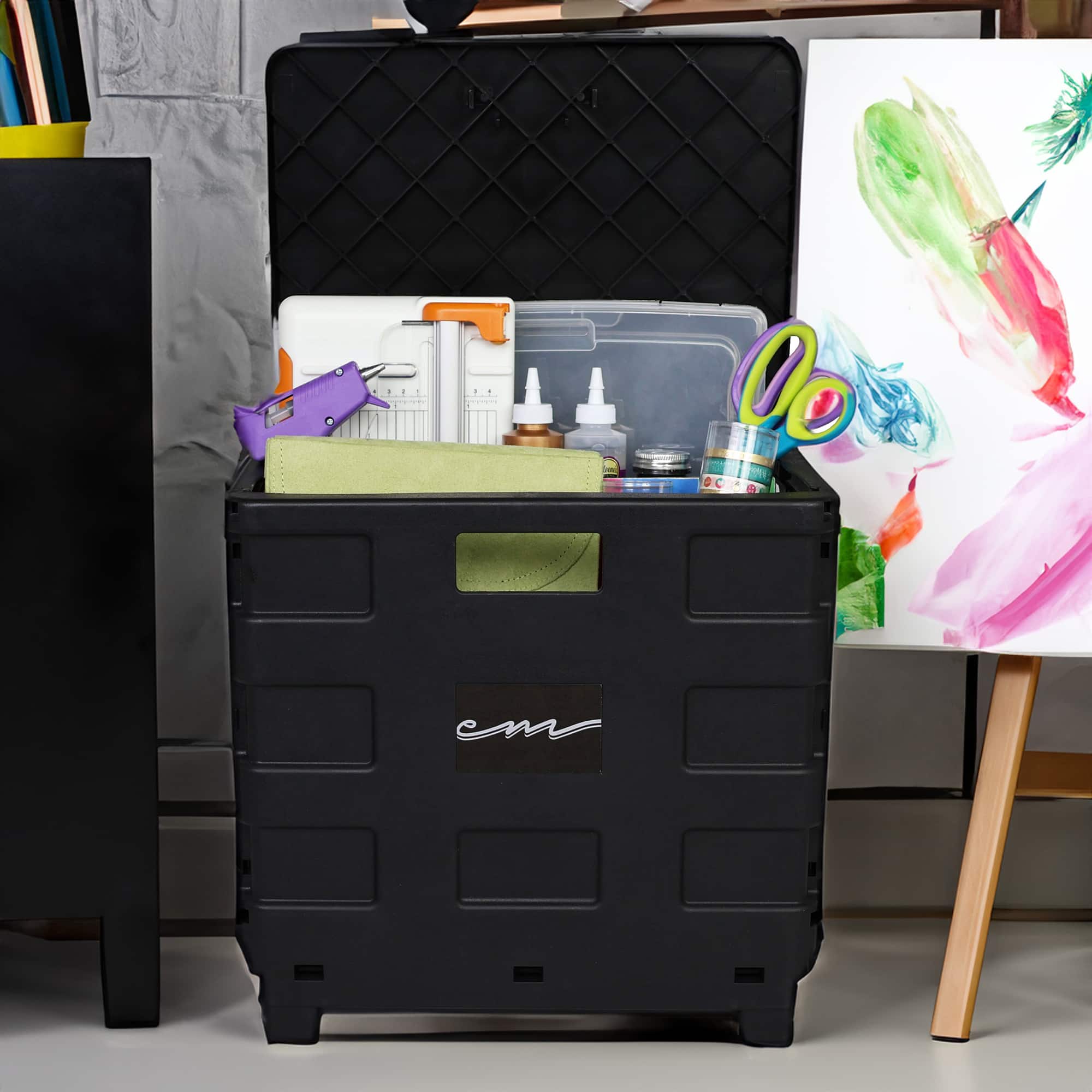 Everything Mary Collapsible Rolling Cart with Lid