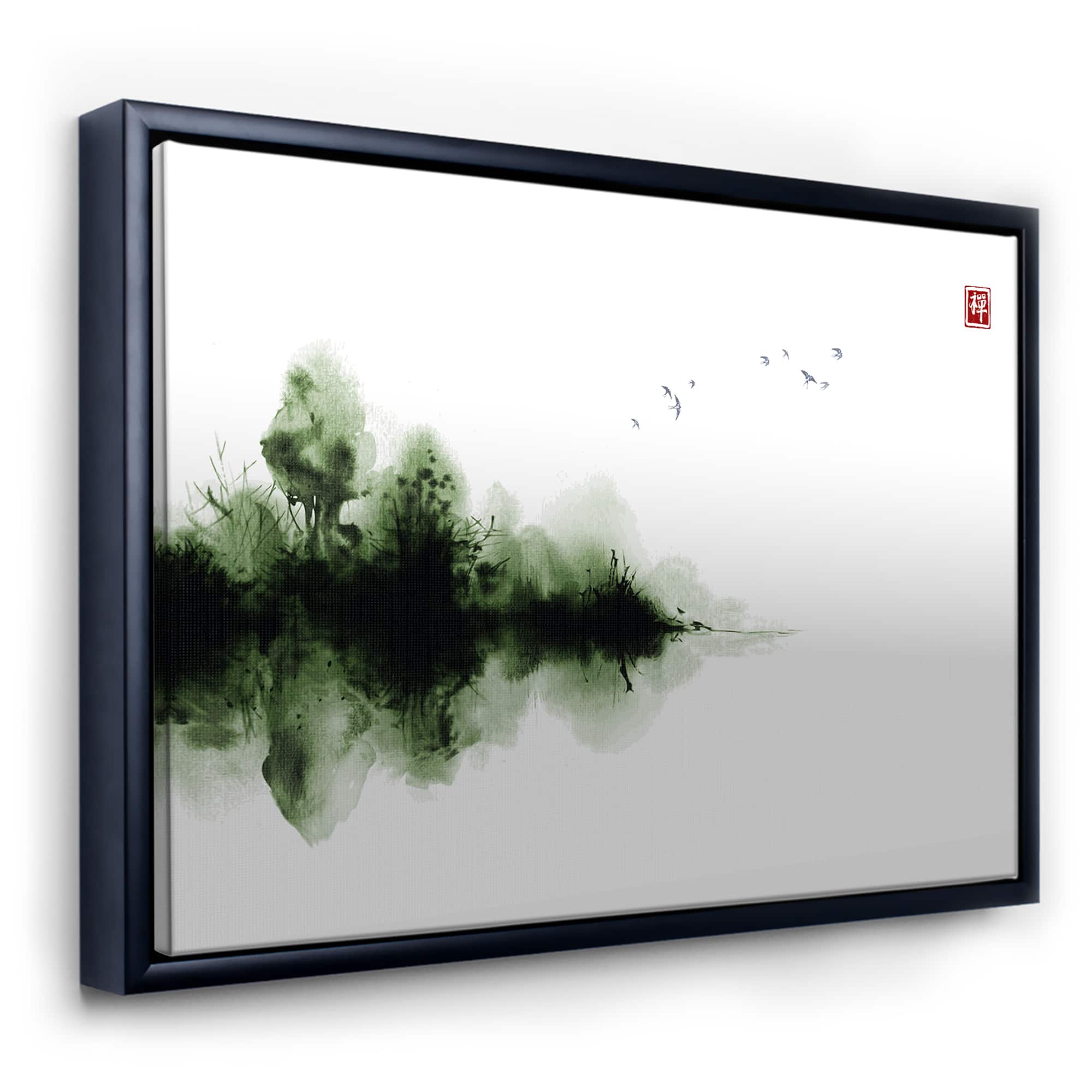 Designart - Japanese Red Moon In Traditional Sumi-e Painting I