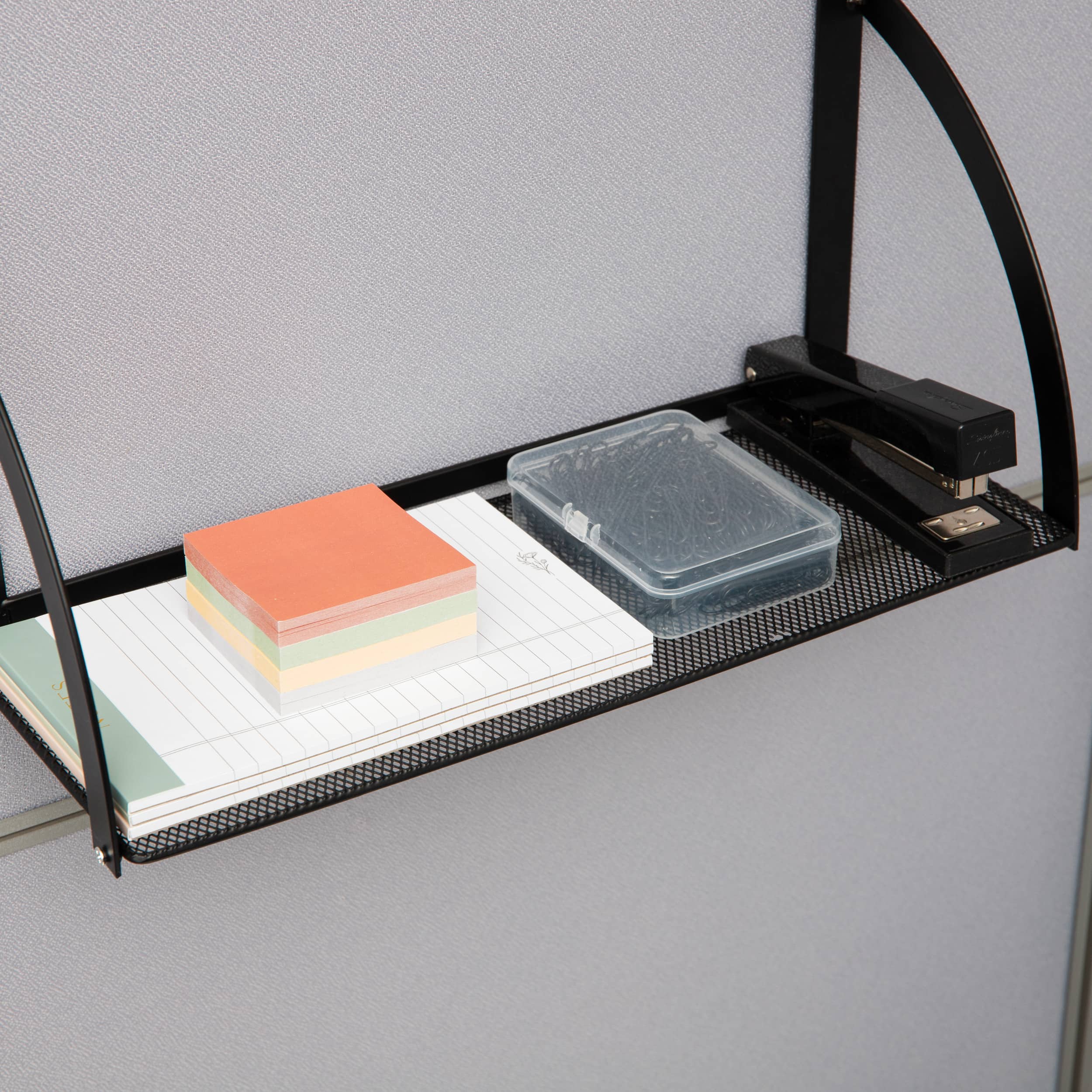 Mind Reader Hanging Cubicle Shelf Organizer Metal, Black