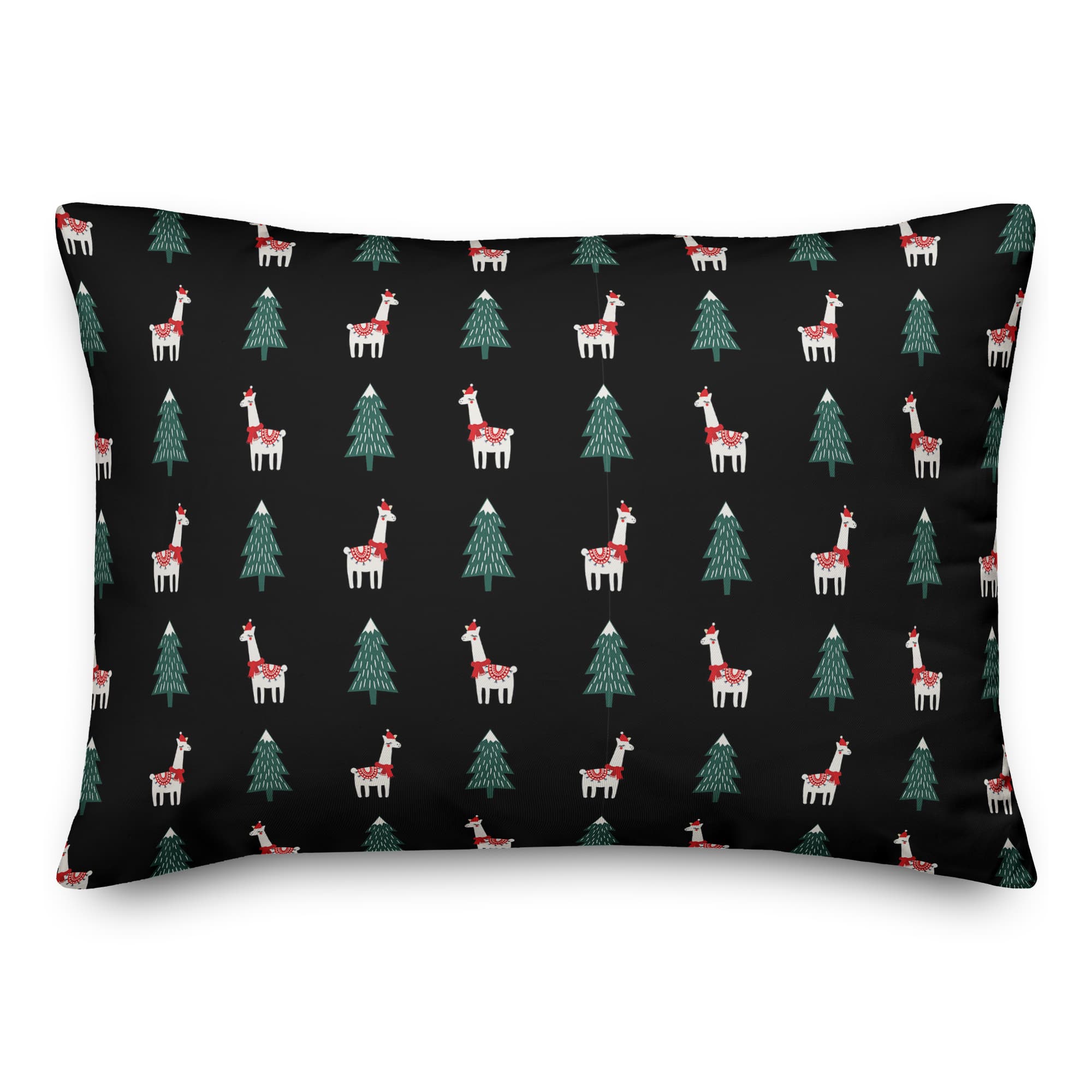 Caroling Llama Pattern 14x20 Throw Pillow