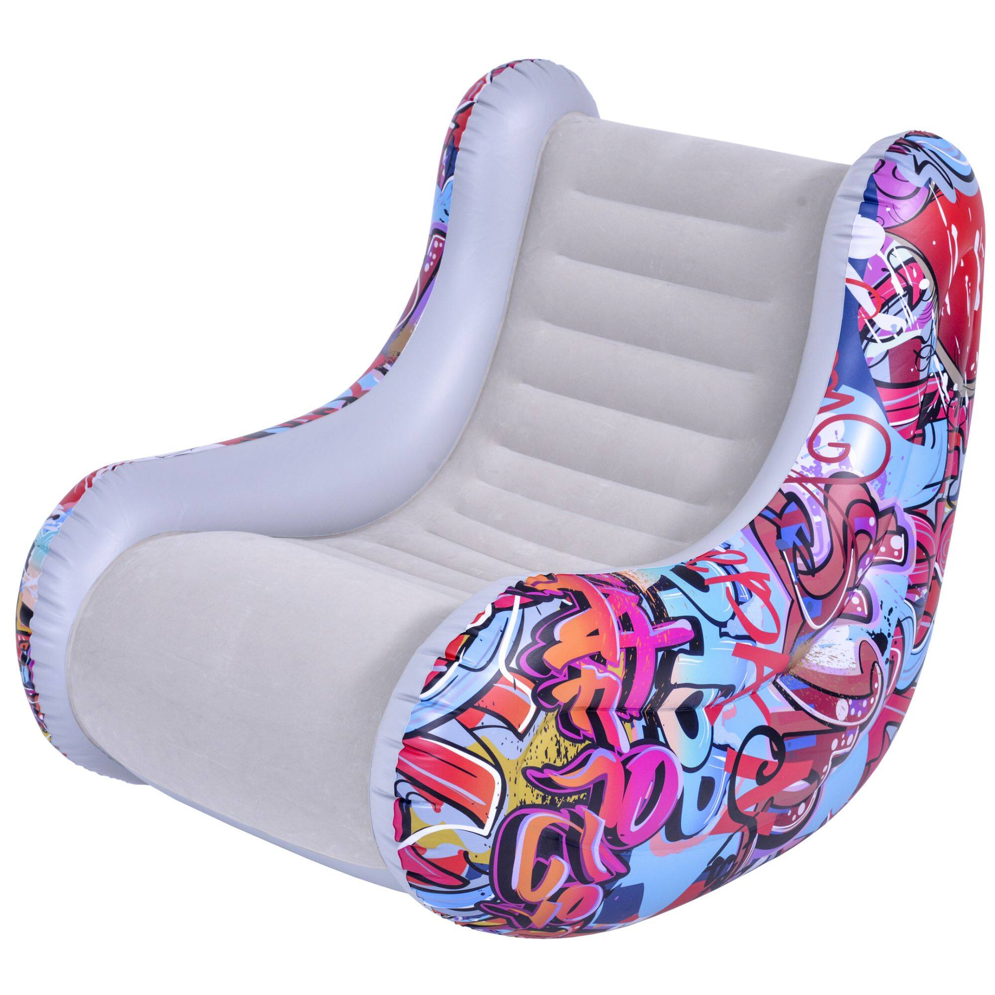 37" Graffiti Design Flocked Inflatable Lounge Chair