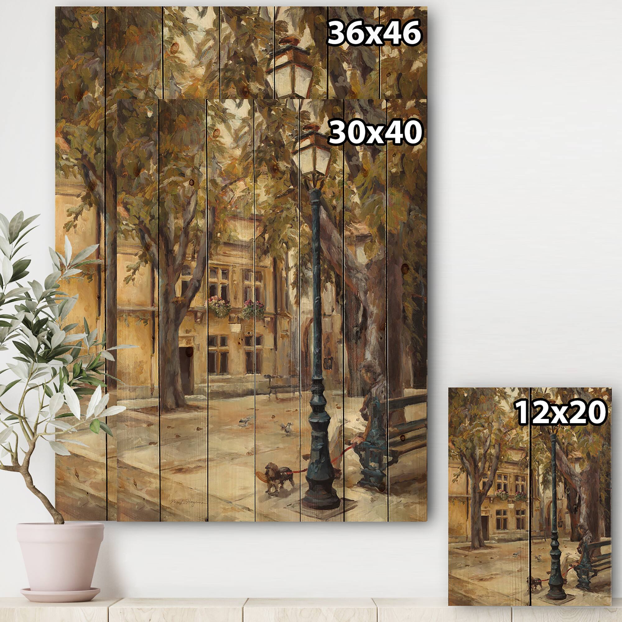 Designart - Provence French Village II - French Country Print on Natural Pine Wood