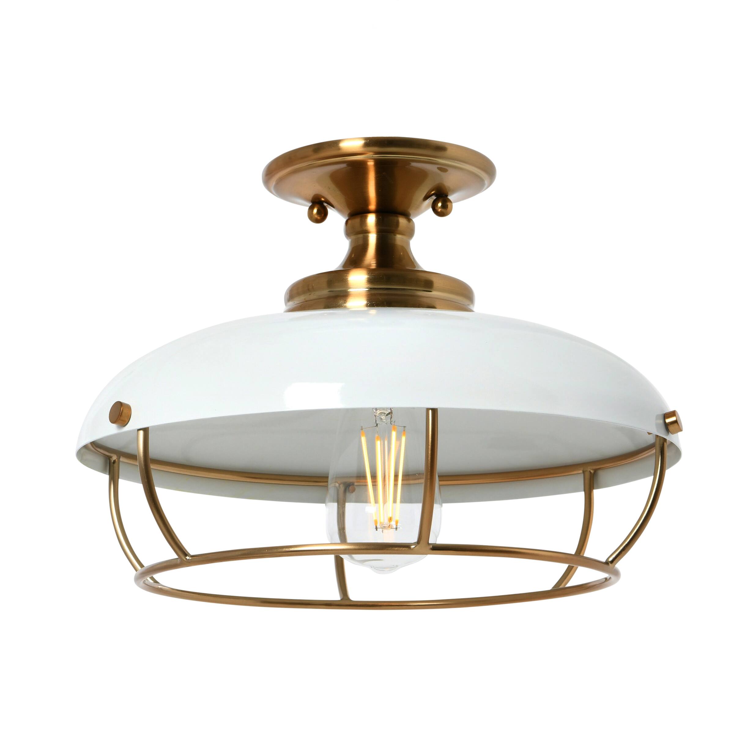 Hello Honey&#xAE; 13&#x22; Wide Caged Dome Metal Semi-Flush Mount Ceiling Light