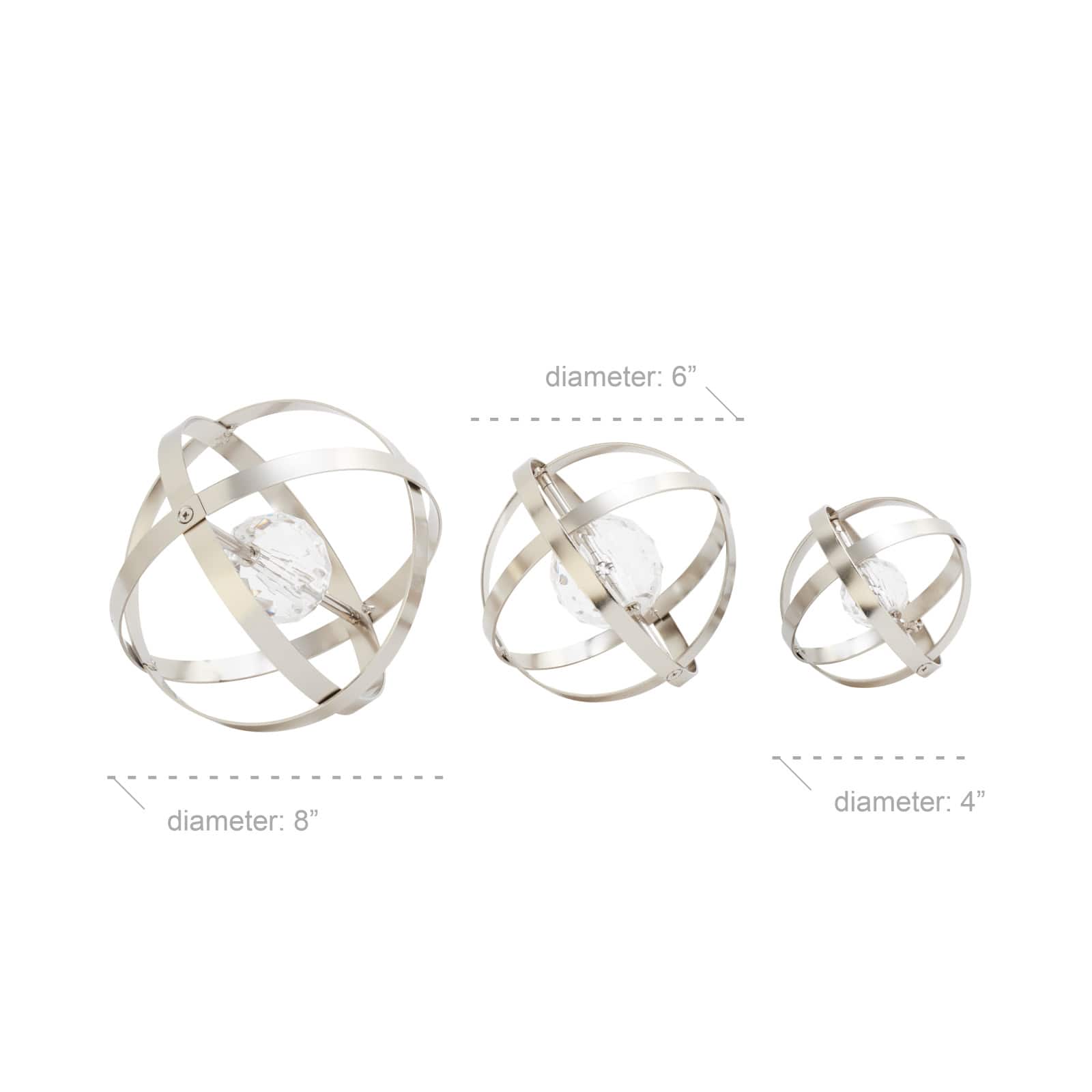 Silver Metal Glam Geometric Sculpture Set