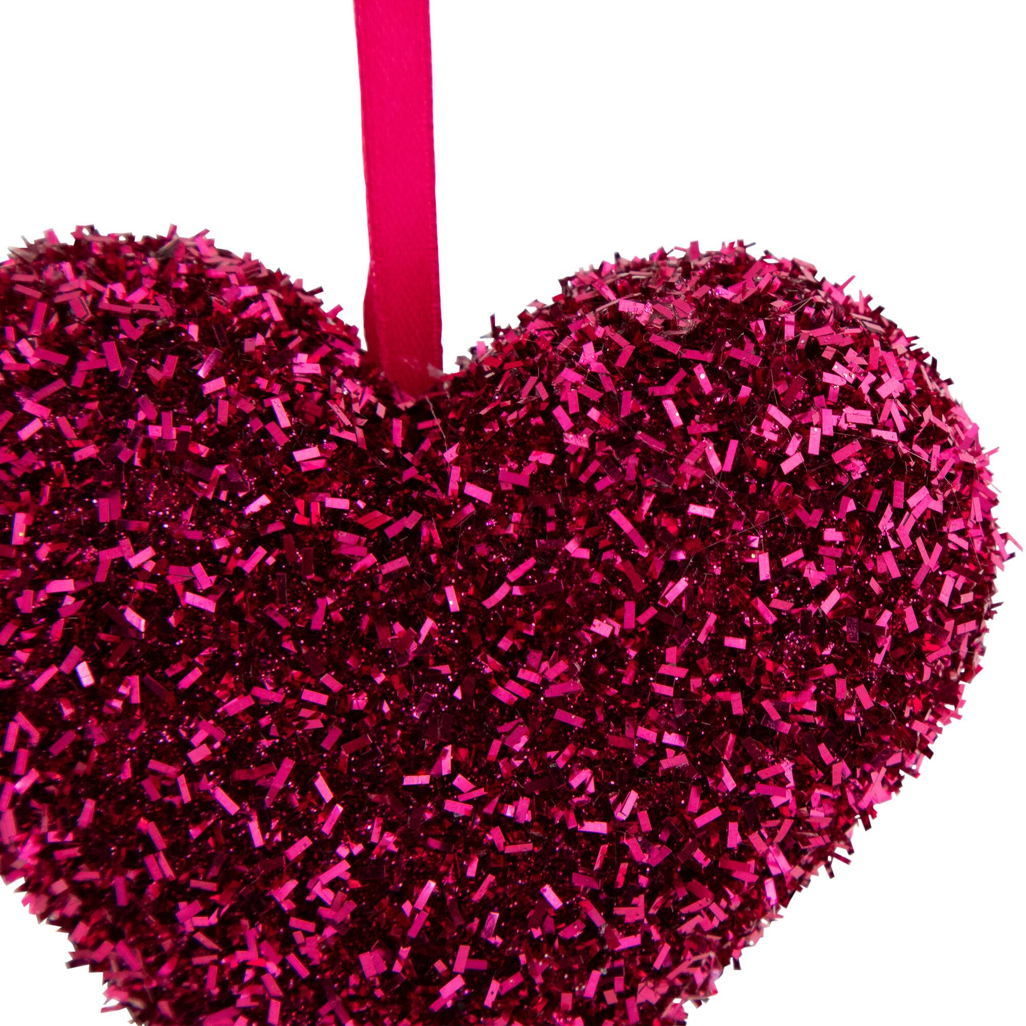 4" Tinsel Shimmering Heart-Shaped Valentine's Day Hanging Décor, 12ct.