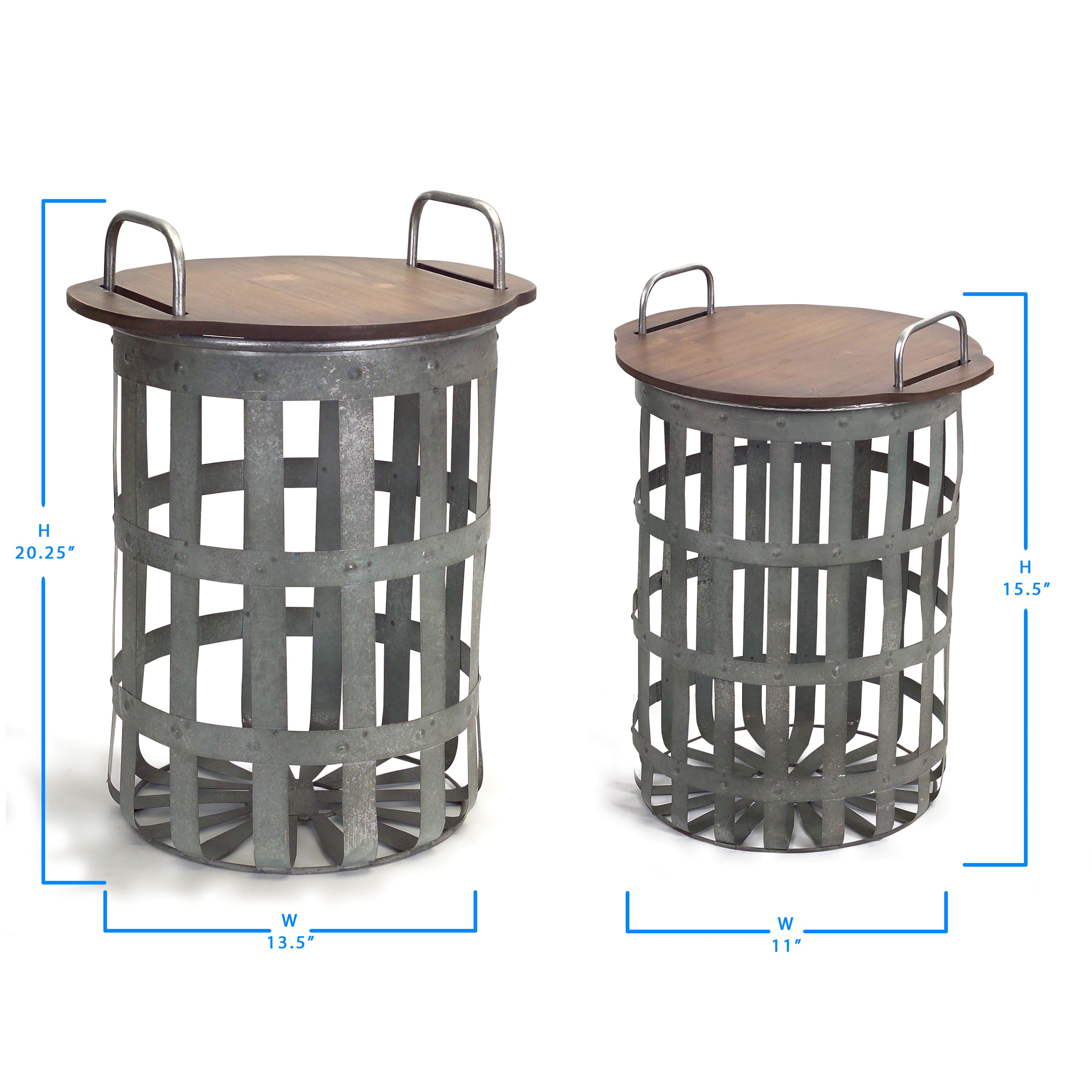 Metal and Wood Side Tables Set