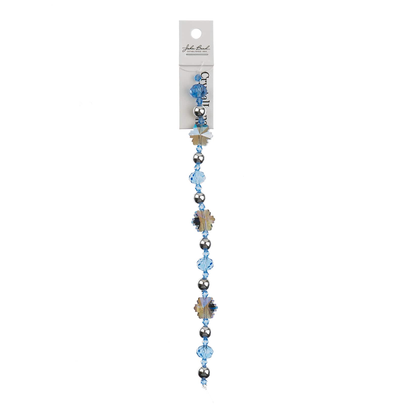 Crystal Lane DIY 7" Silver & Blue Snowflake Designer Holiday Christmas Glass Bead Strand