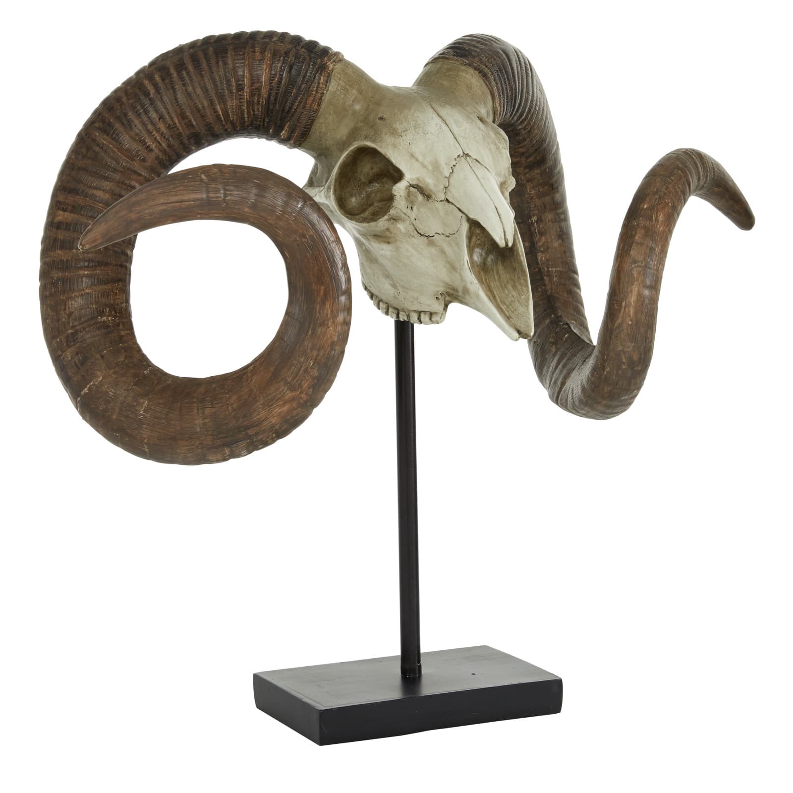 17&#x22; Brown Skull Traditional Sculpture