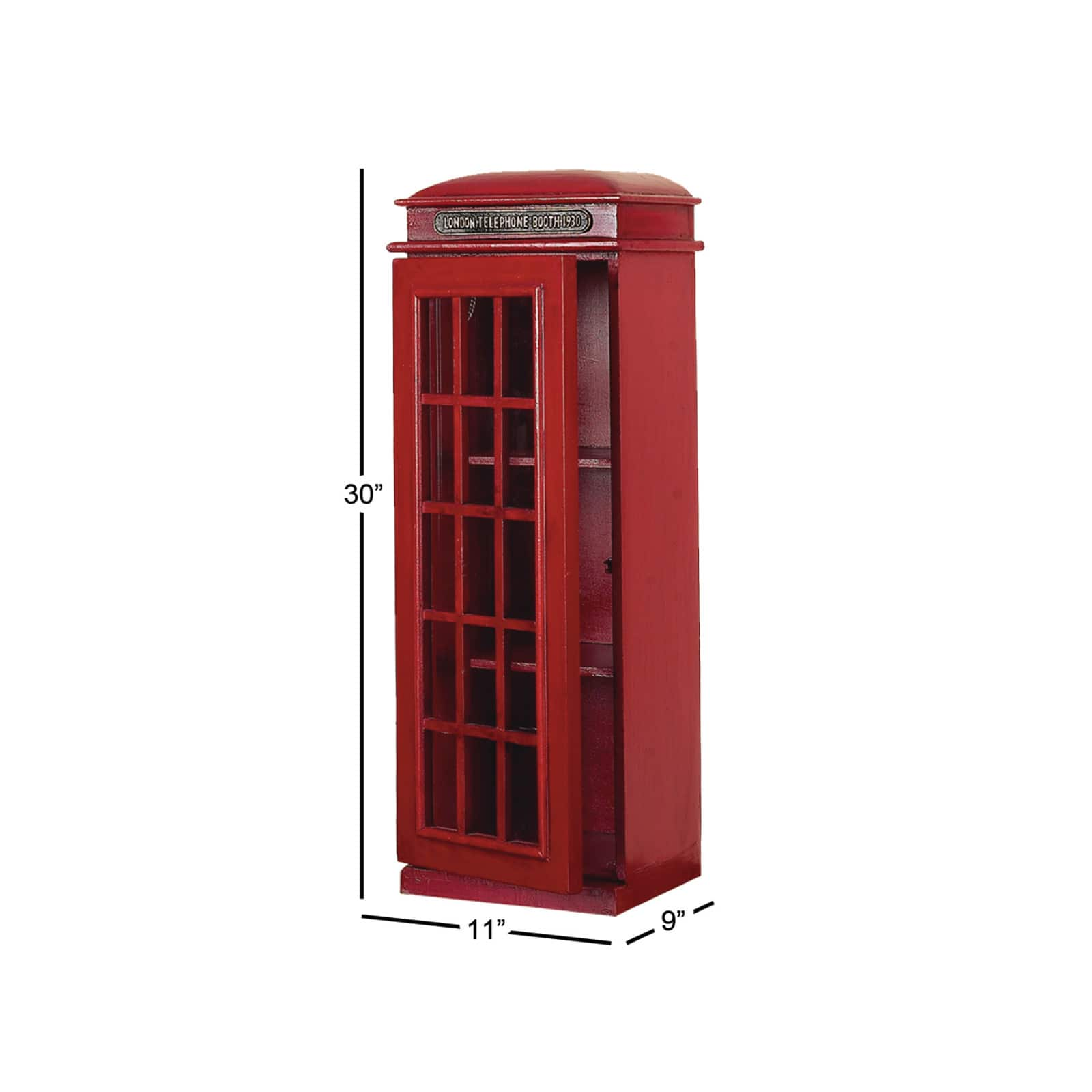 30&#x22; Red Wooden Telephone Booth CD Holder