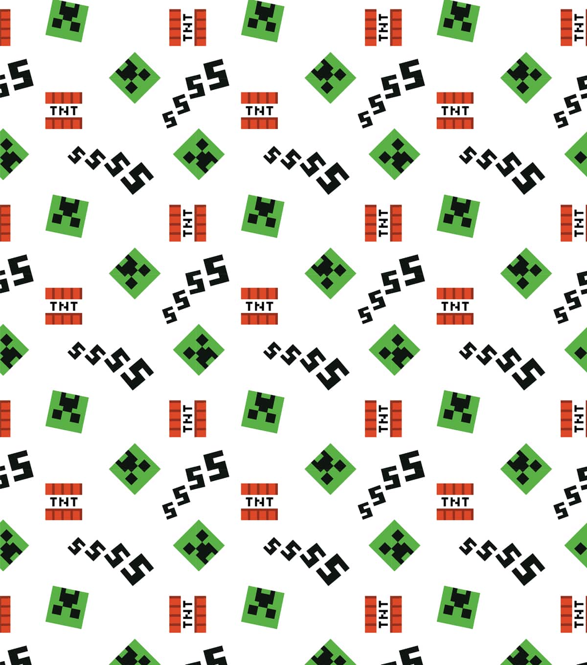 Mojang Minecraft Creeper & Icons Cotton Fabric