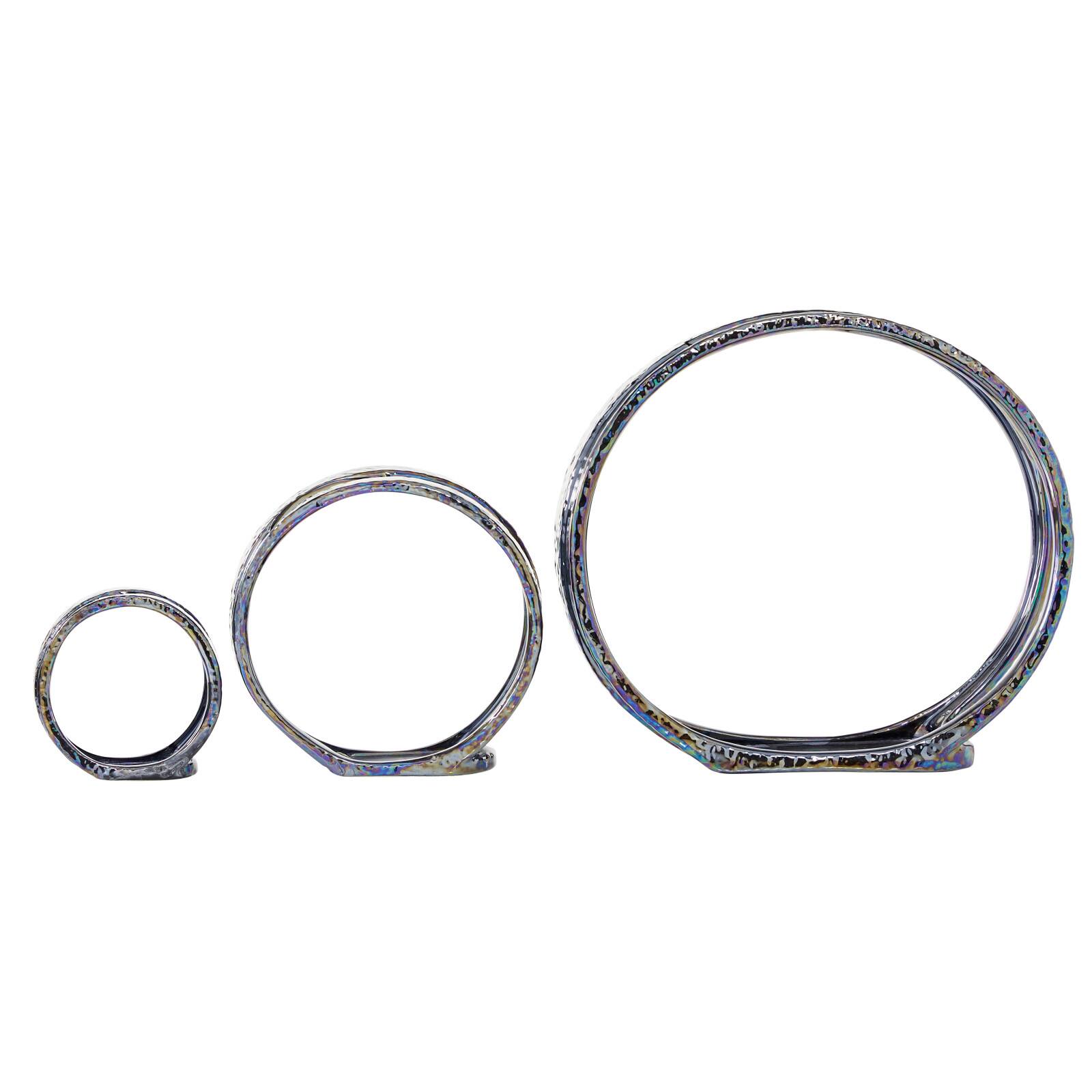 14" Silver Ceramic Glam Candlestick Holder Set