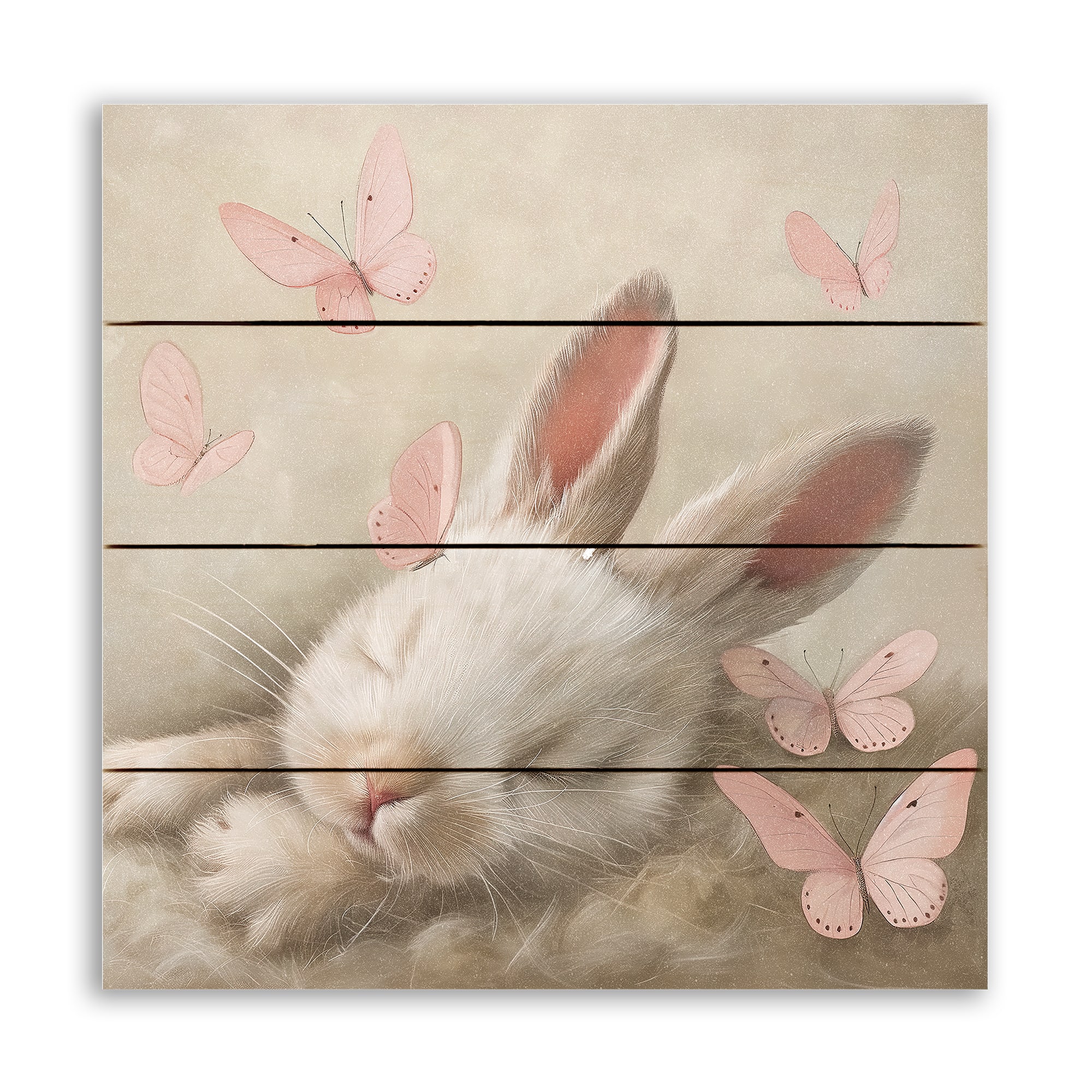 11.75&#x22; Blush &#x26; Cream Bunny Pallet Wood Wall Art