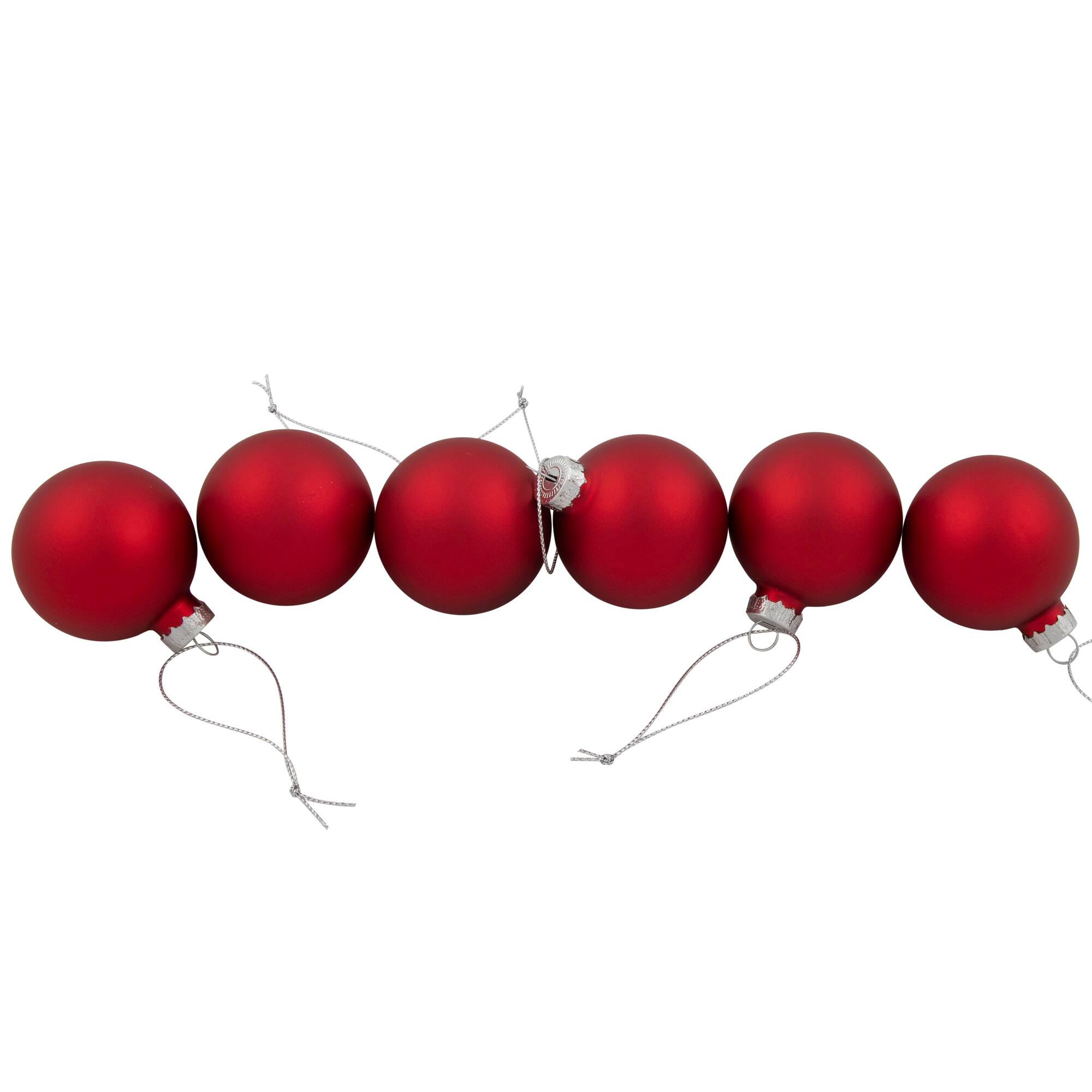 12ct. 1.75" 2-Finish Red & White Glass Ball Ornaments