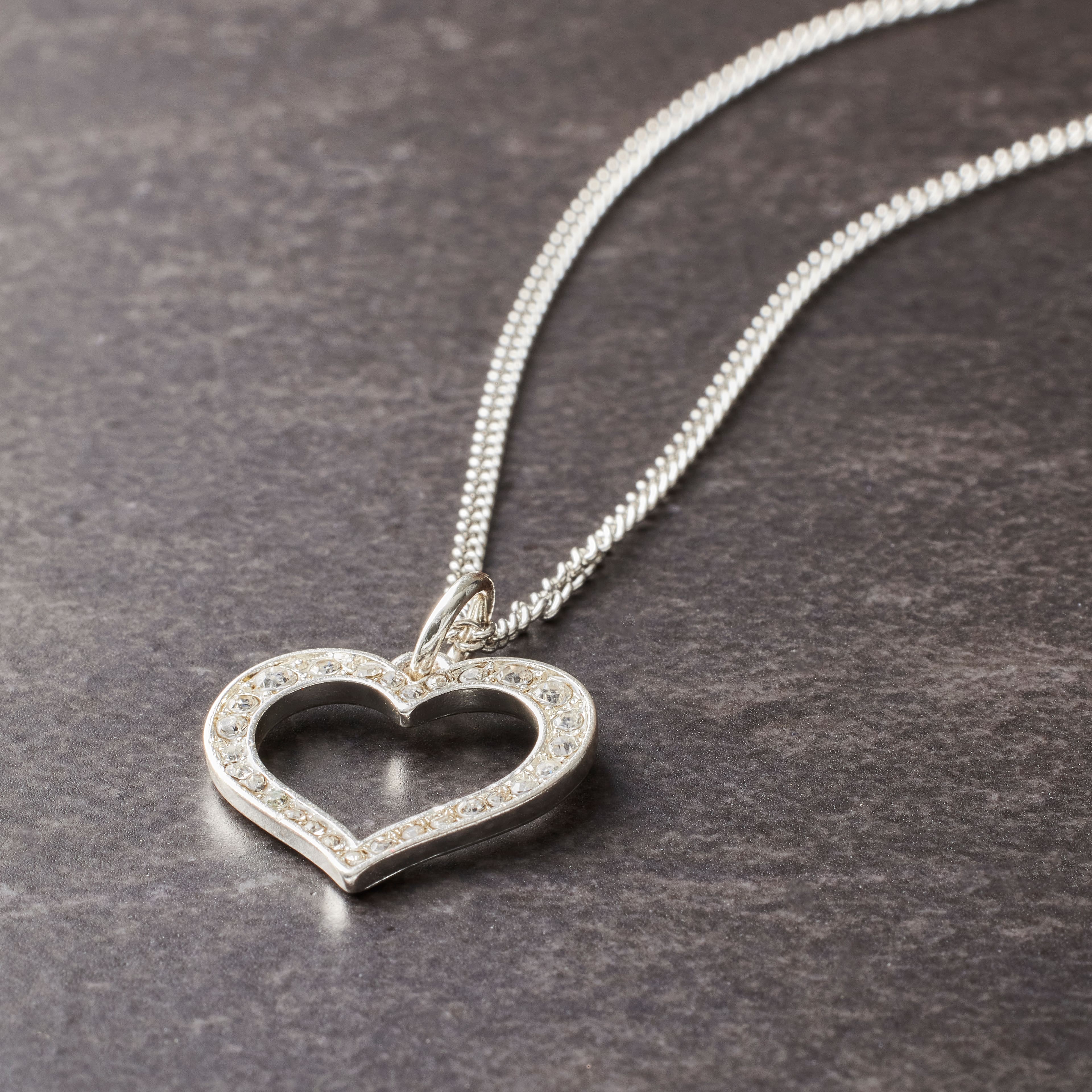 Charmalong™ Silver Plated & Stone Paved Heart Charm by Bead Landing™
