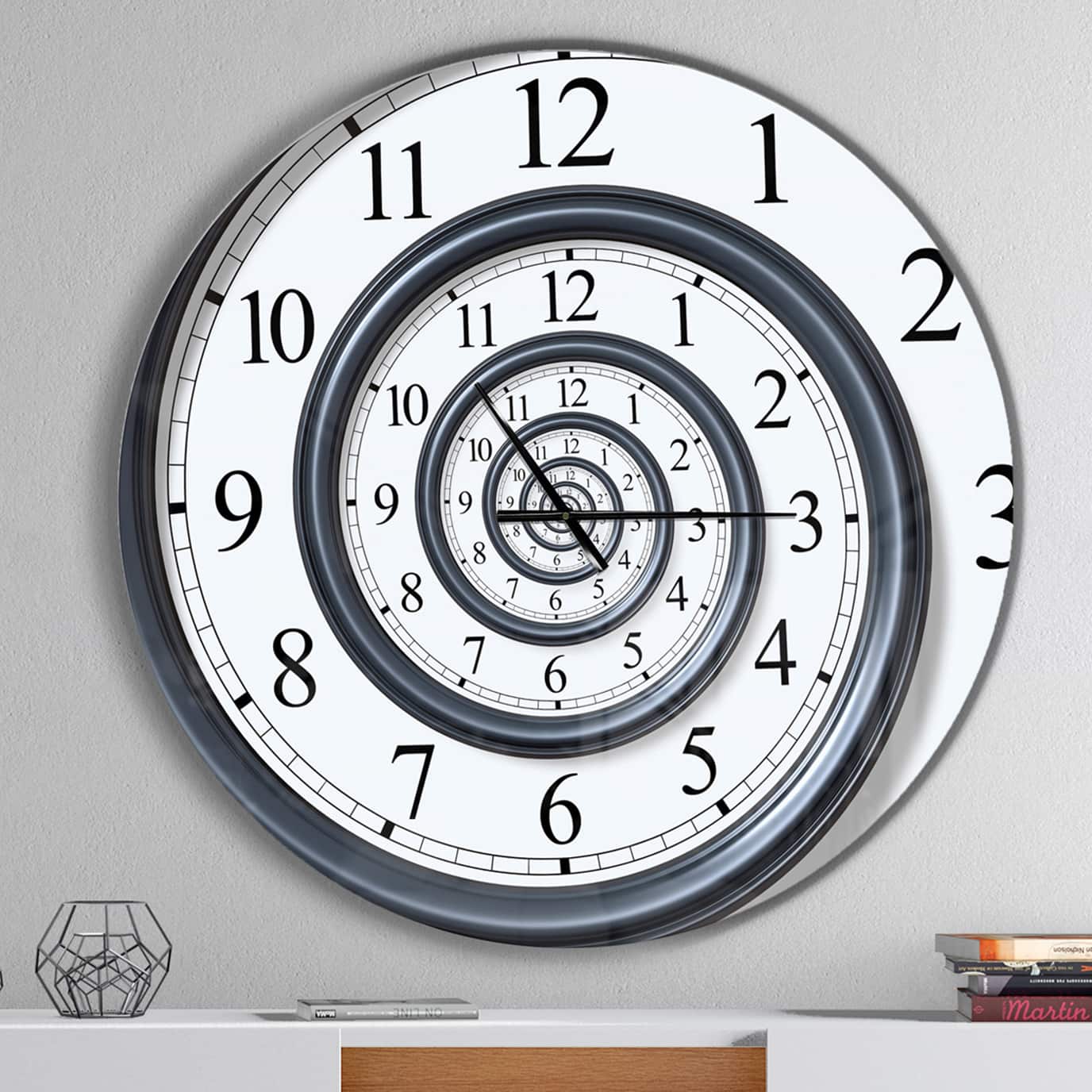 Designart Time Spiral Analog Wall Modern Wall Clock