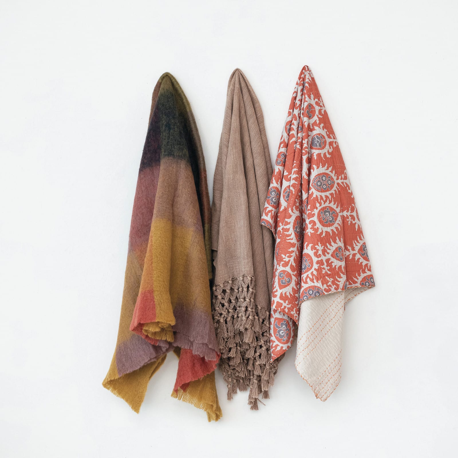 Hello Honey® 60" Bohemian Cotton Slub Throw with Crochet & Fringe