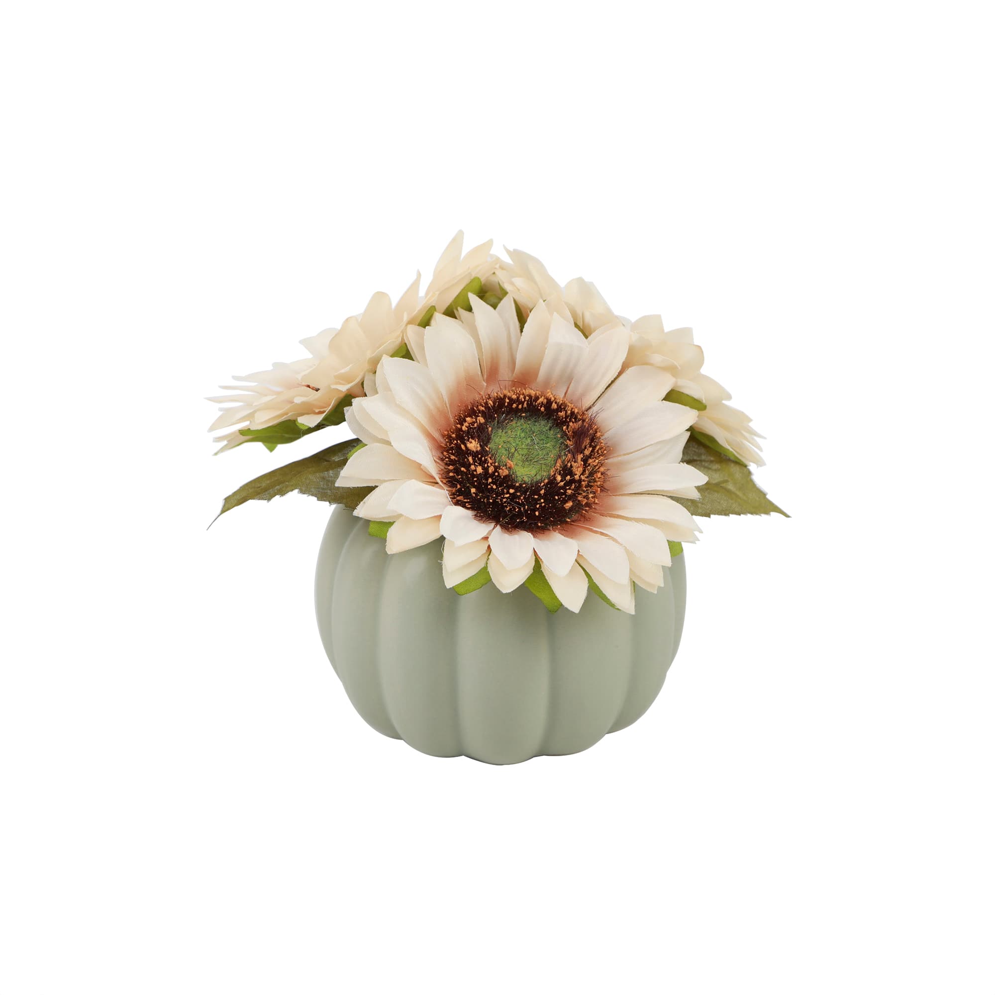Flora Bunda® Sunflowers in Sage Ceramic Pumpkin