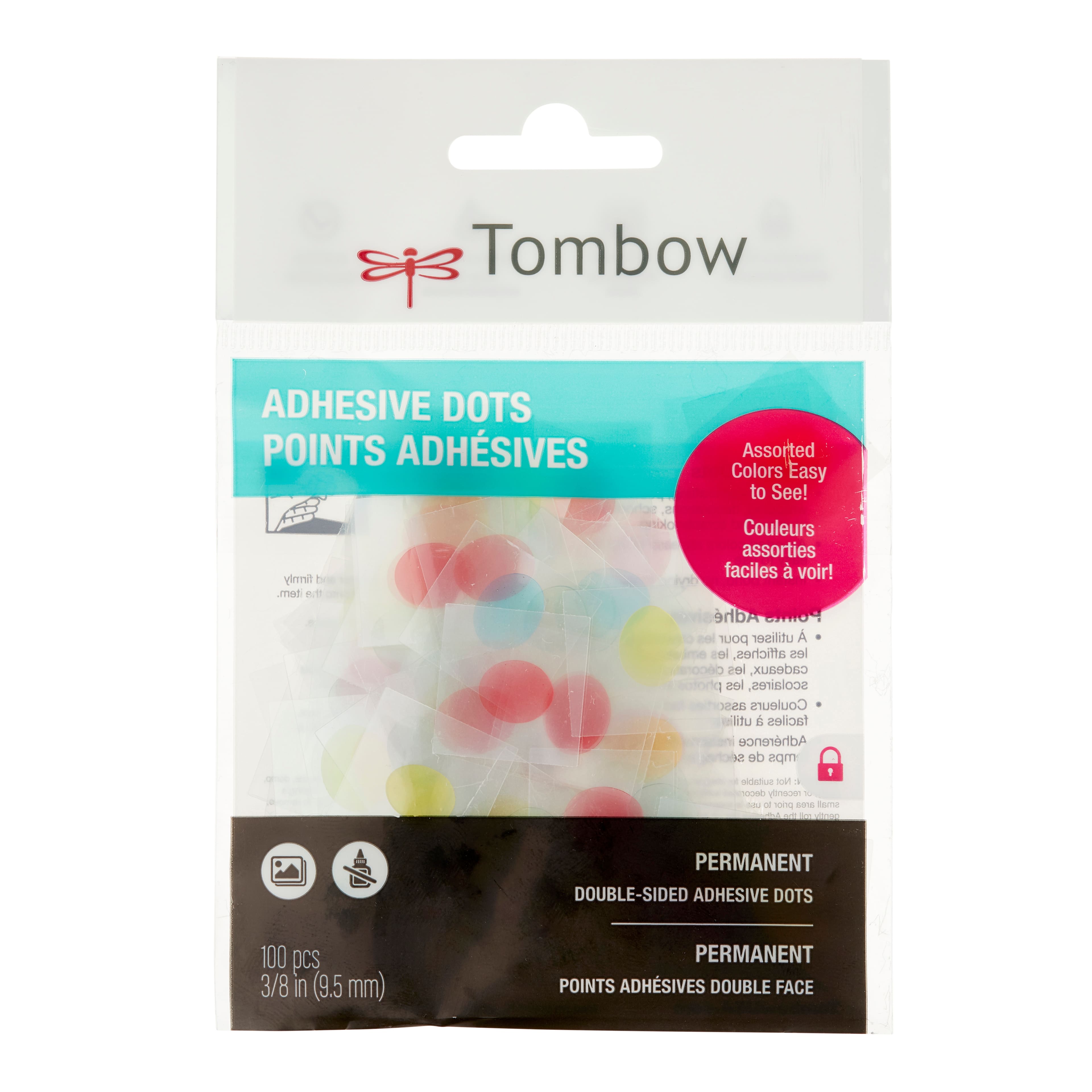 Tombow Adhesive Dots Assorted Colors 100-Pieces
