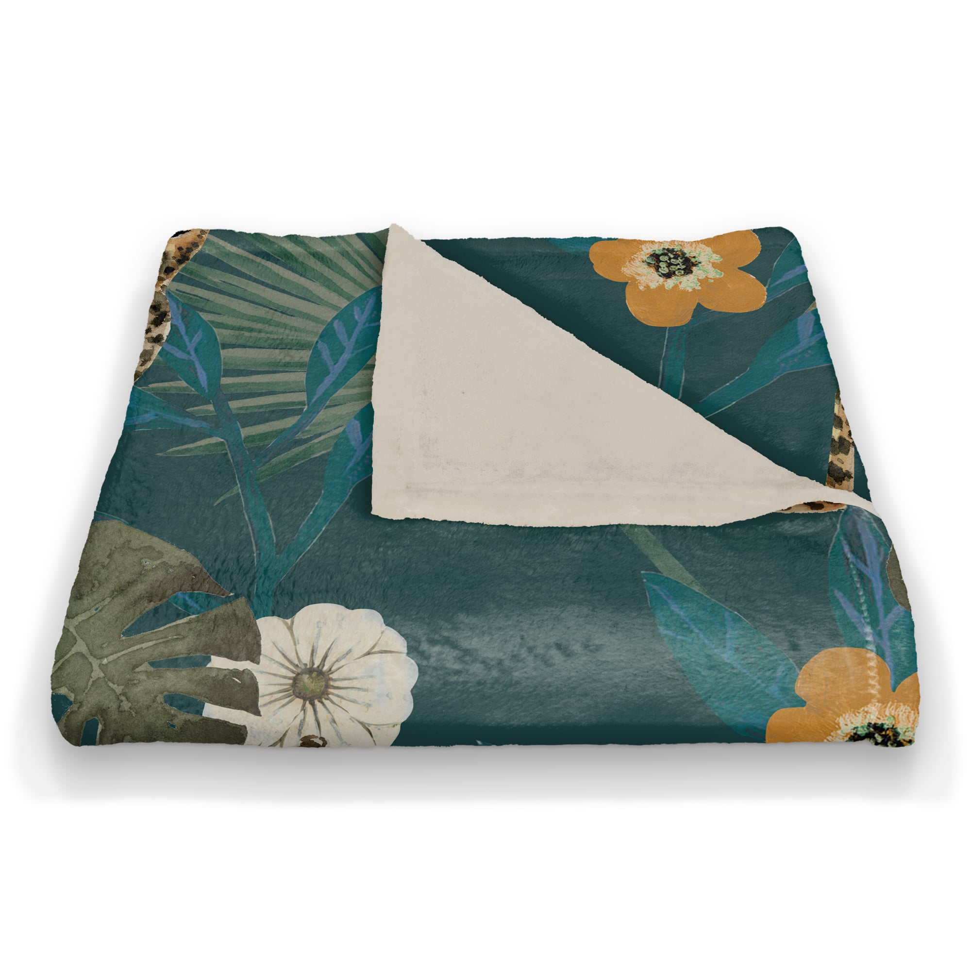 Tropical Cheetah Coral Fleece Blanket