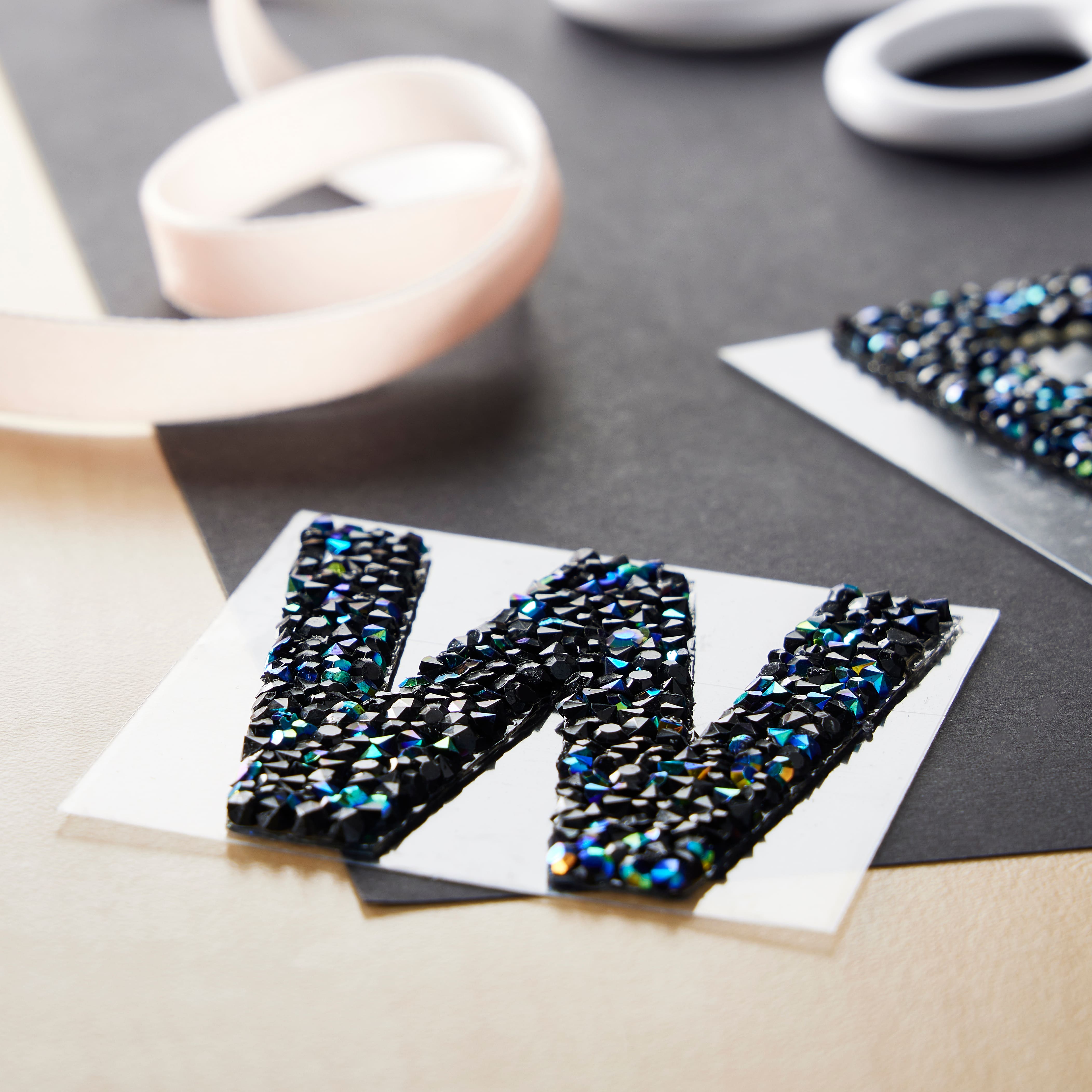 12 Pack: Black AB Letter Bling Sticker by Recollections&#xAE;