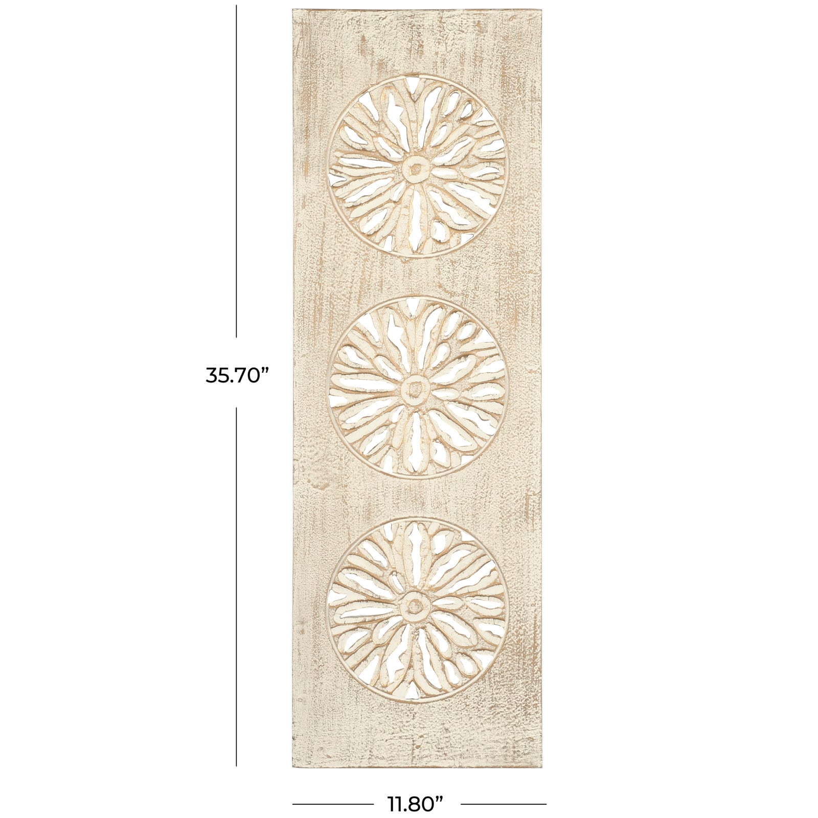 Cream Distressed Carved Floral Wall D&#xE9;cor