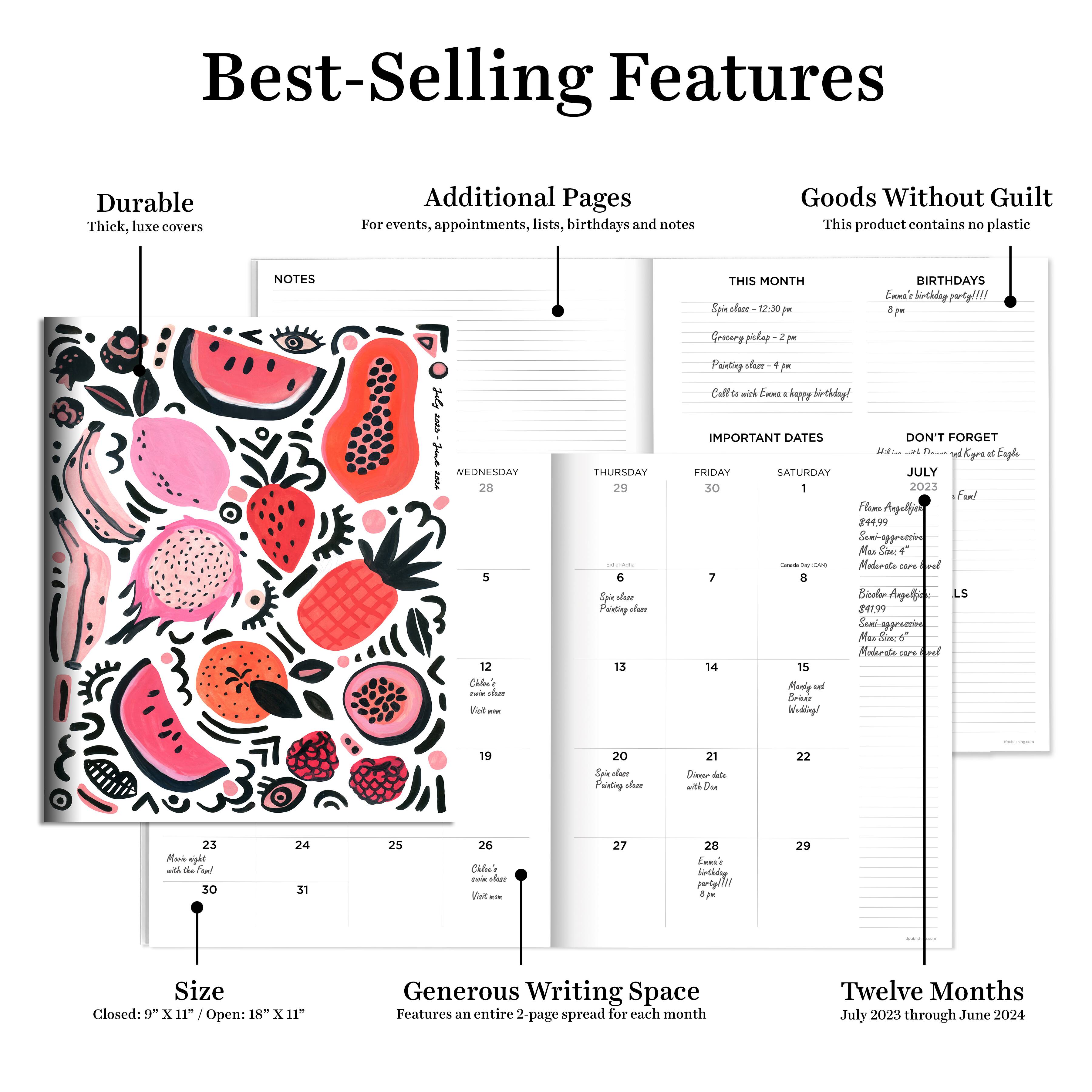 TF Publishing 2023-2024 Fruits for You Large Monthly Planner