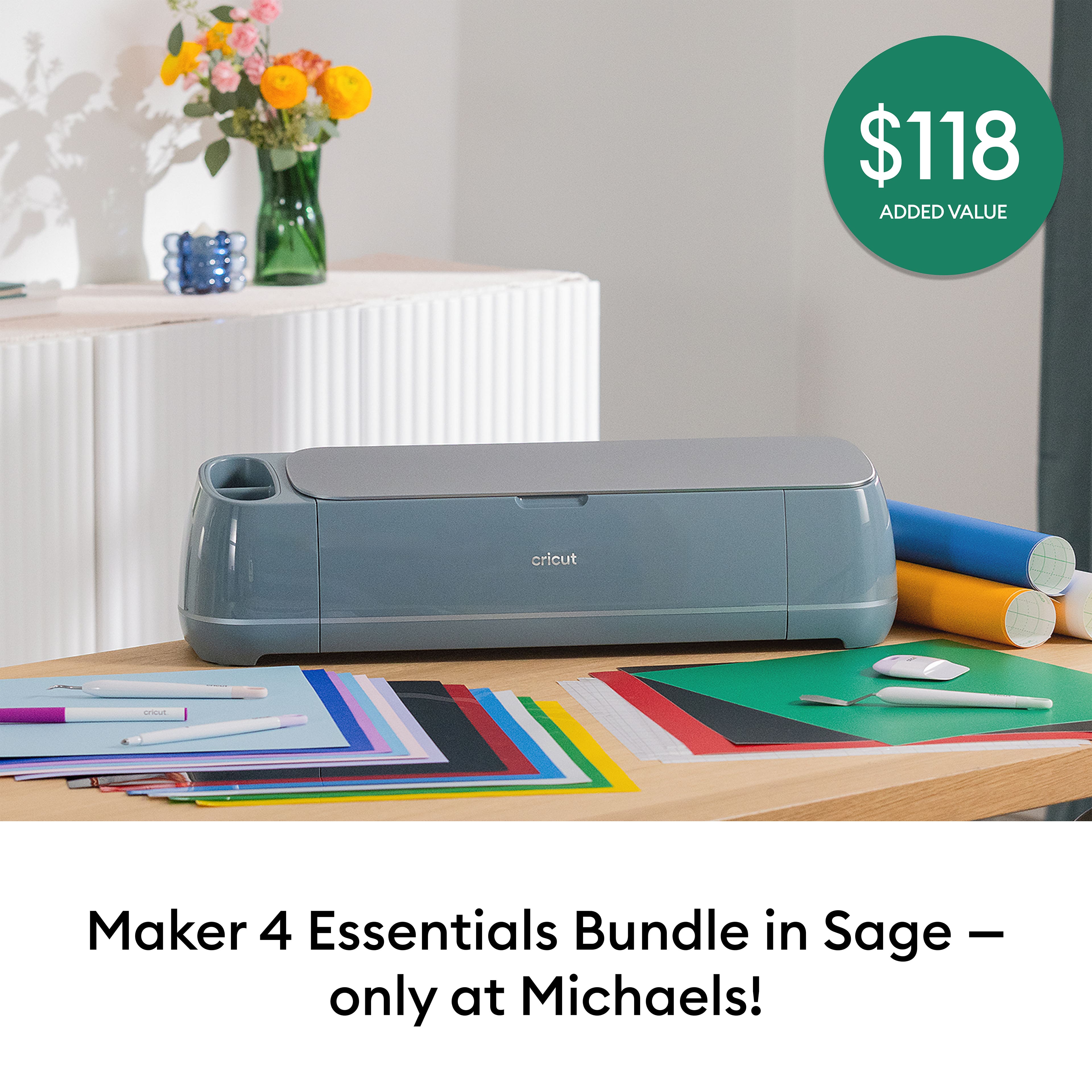 Cricut Maker&#xAE; 4 in Sage &#x26; Essentials Bundle