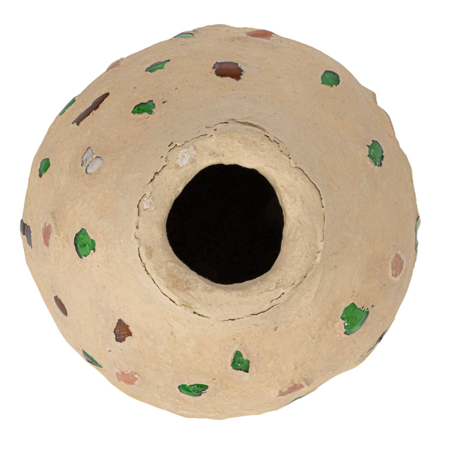 Hello Honey&#xAE; 13&#x22; Multicolor Handmade Paper Mache Vase with Embedded Glass, Shells &#x26; Wood Pieces