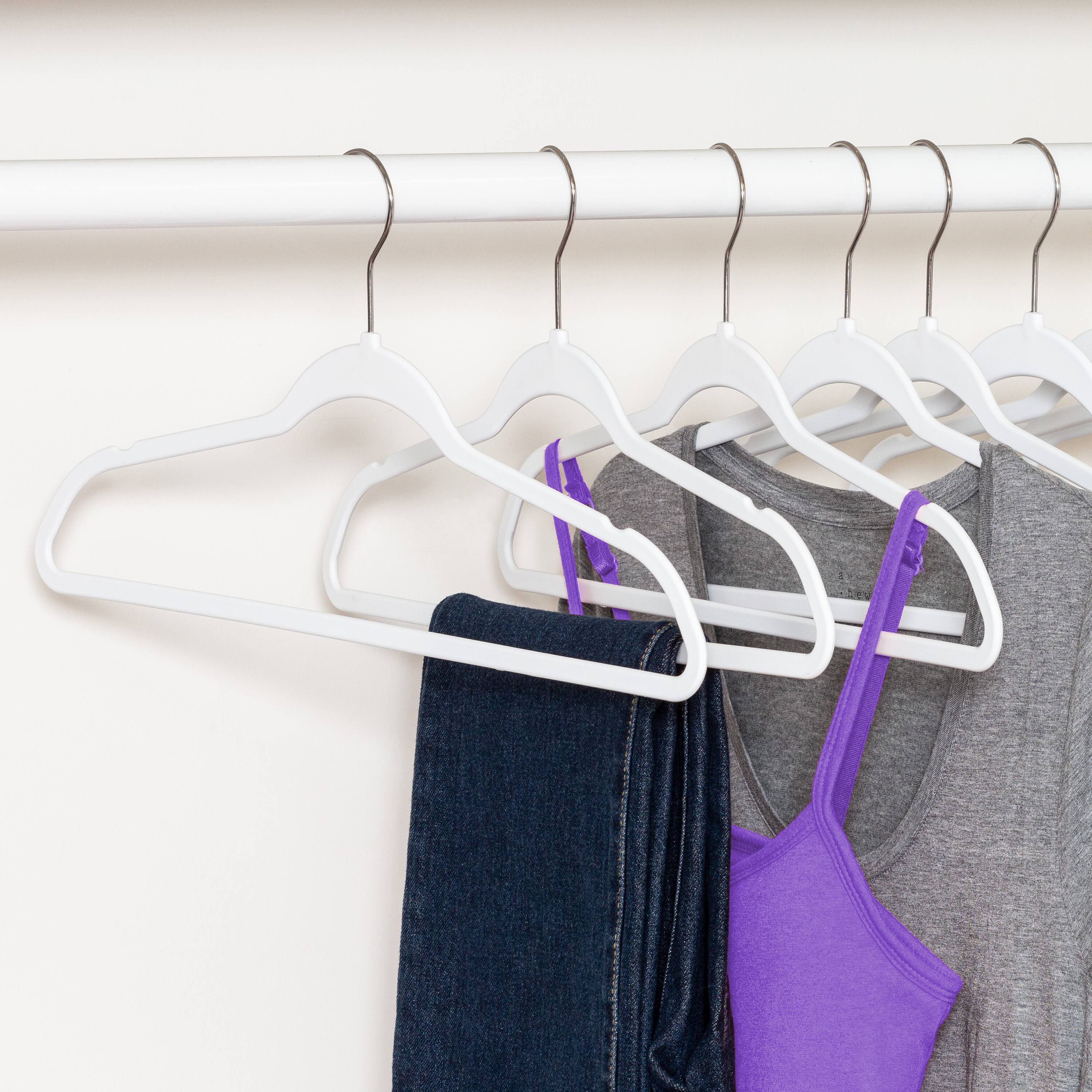 Honey Can Do White Slim-Profile Non-Slip Velvet Hangers, 35ct.