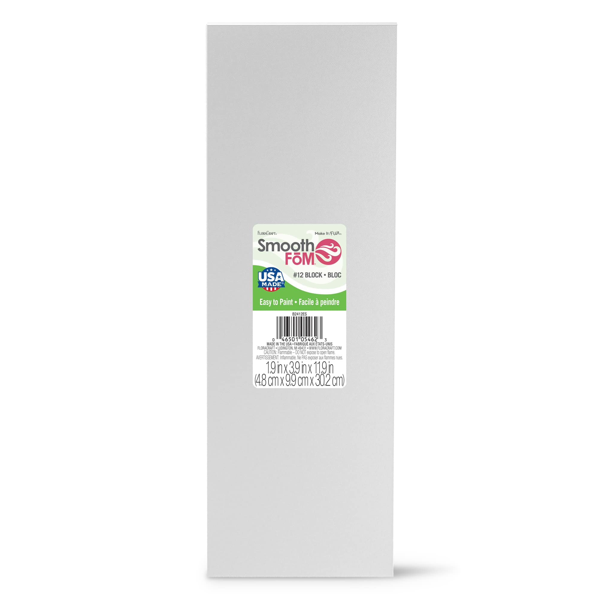 FloraCraft® SmoothFōM® 2" x 4" x 12" White Foam Block