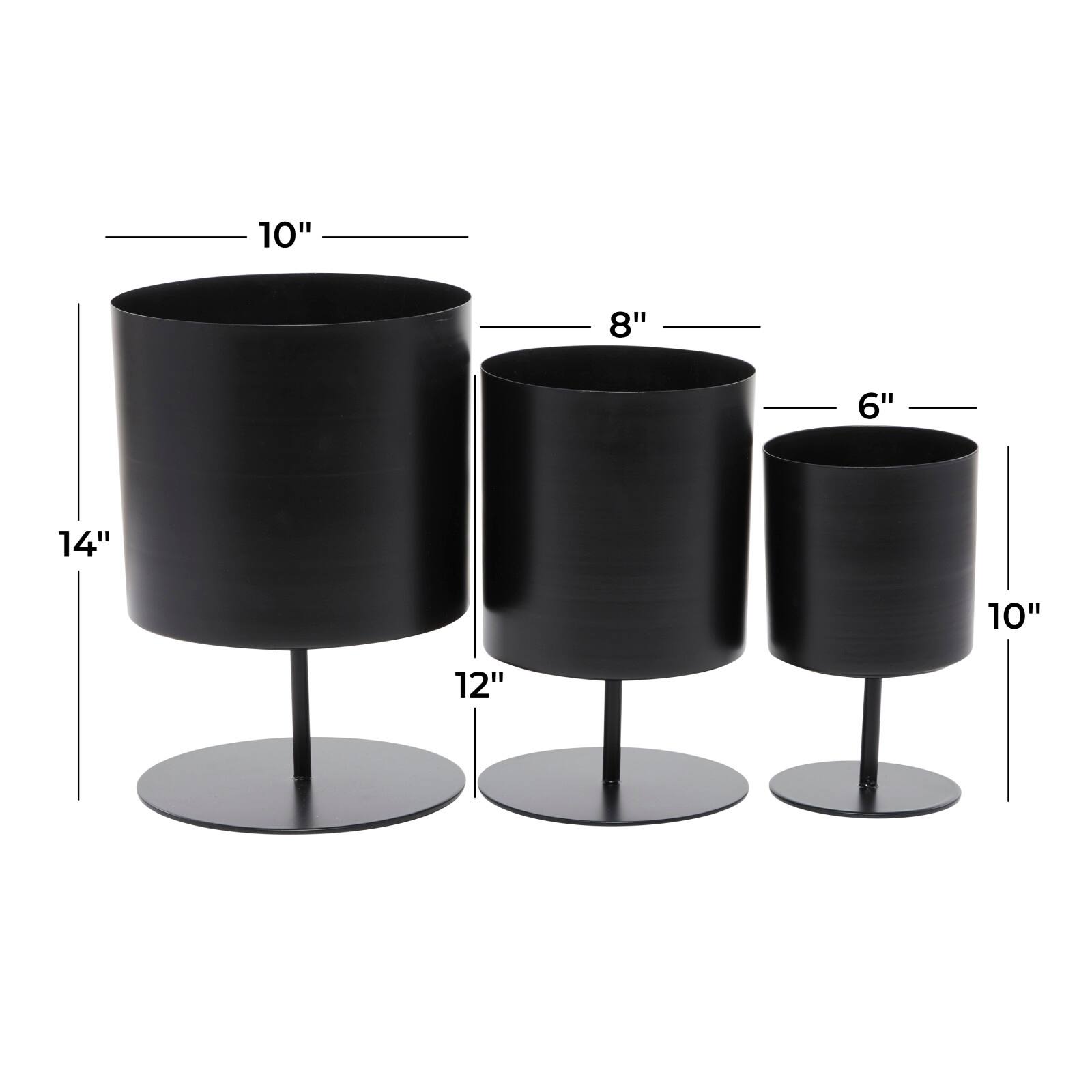 The Novogratz Black Modern Planter, Set of 3&#x22; 14&#x22;, 12&#x22;, 10&#x22;
