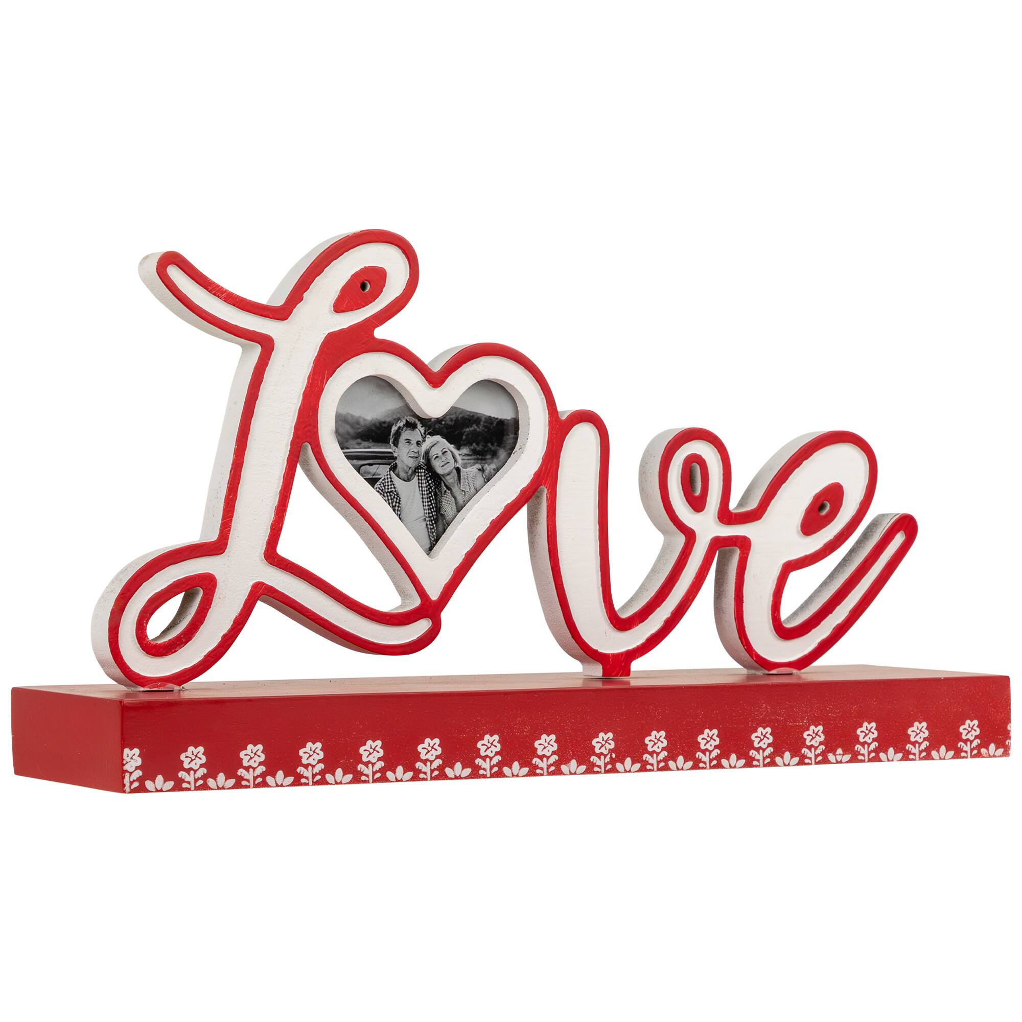 12" Valentine's Day Heart & Floral "Love" Photo Frame