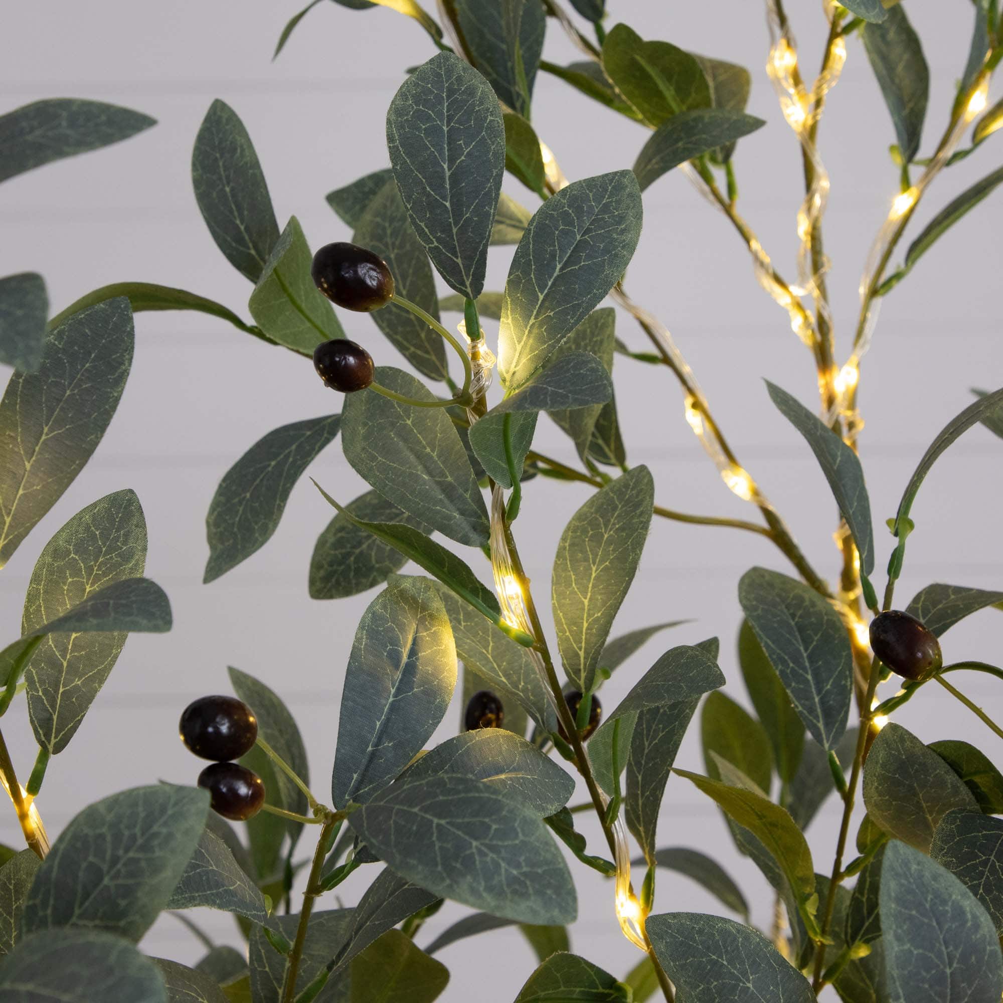 5ft. Pre-Lit Artificial Fruiting Olive Tree with Warm White LED Lights