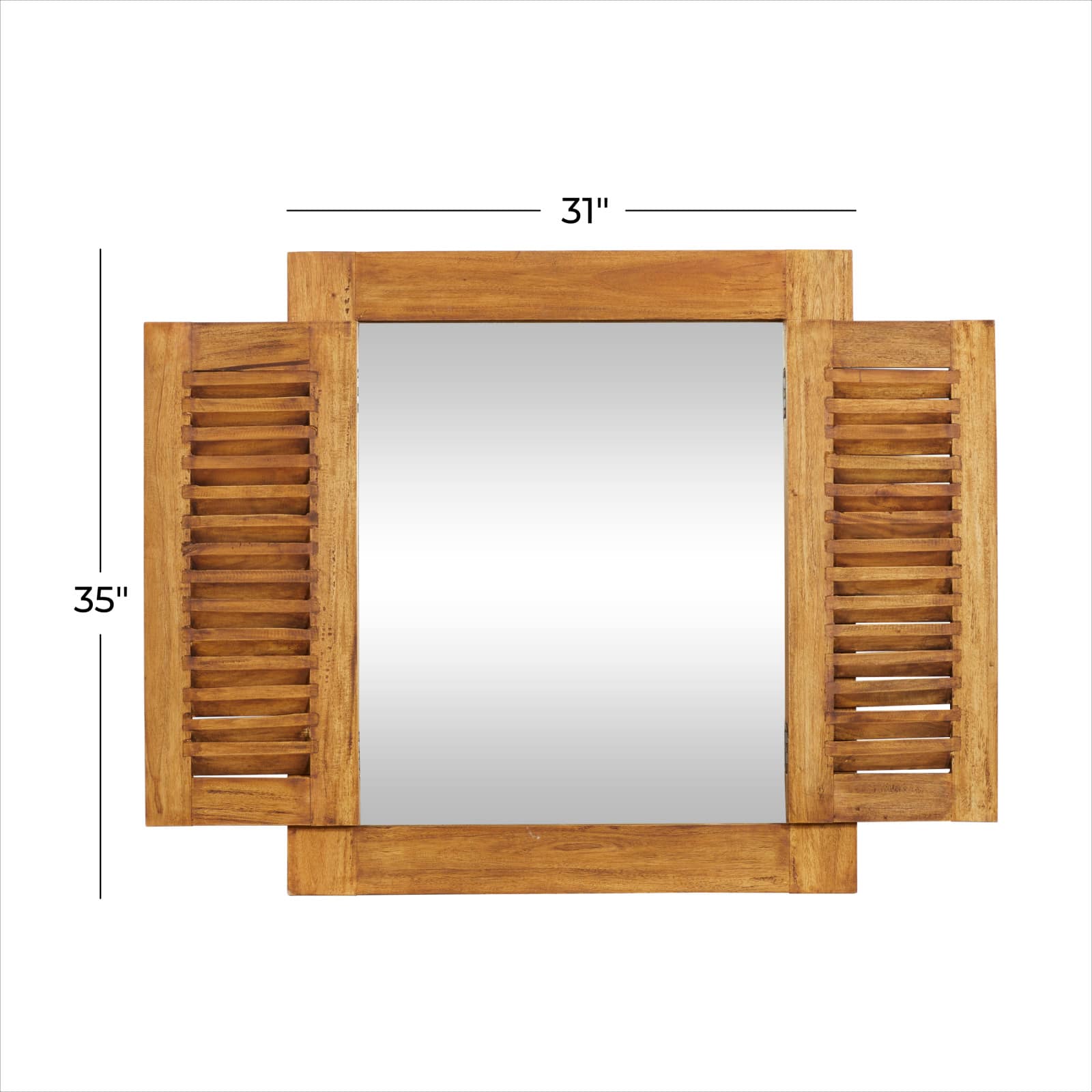Brown Wood Rustic Wall Mirror 35" x 31"