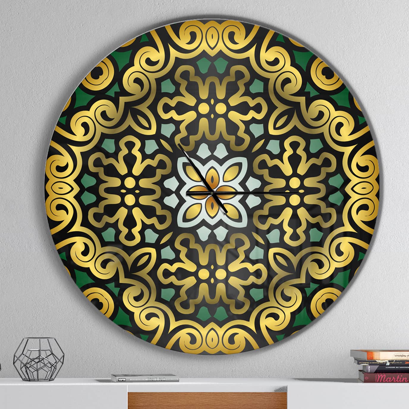 Designart &#x27;Ethnic Floral Geometric Ornament Modern Wall Clock