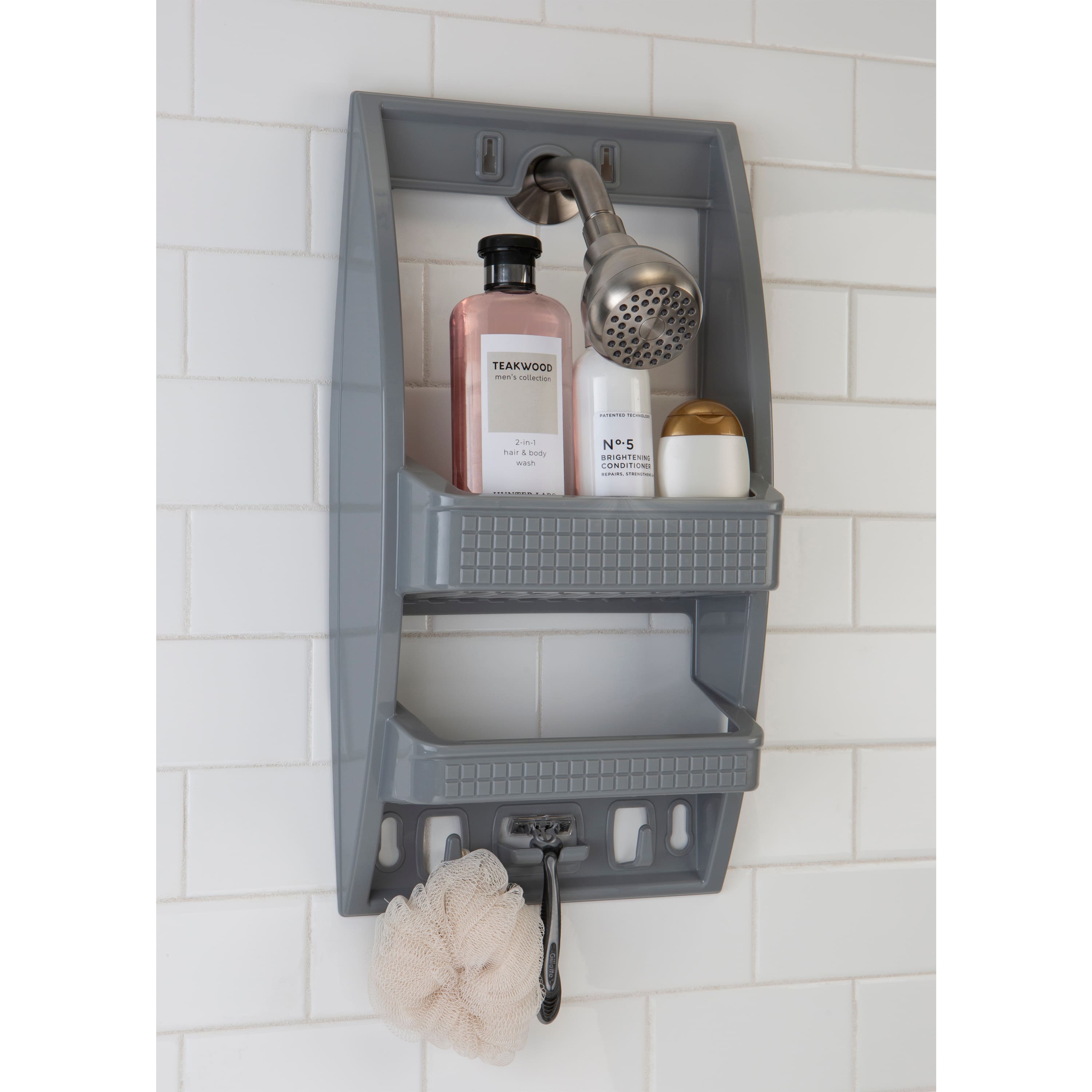 Bath Bliss Gray Multi Hanging Option Shower Caddy
