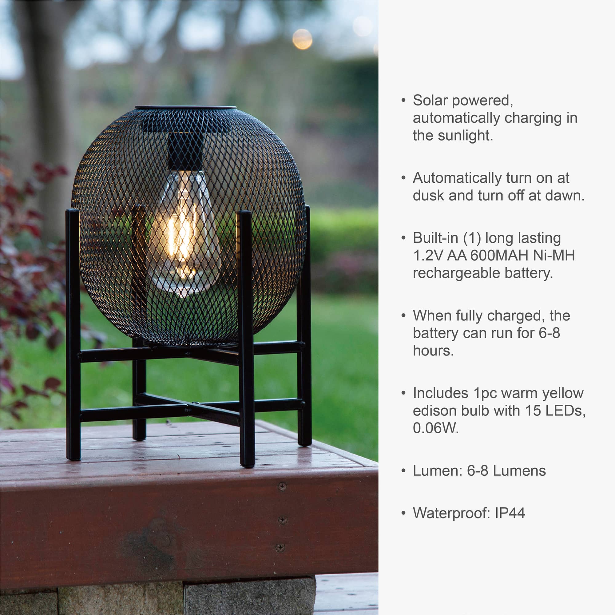 Glitzhome&#xAE; 11.5&#x22; Metal Mesh Solar Powered Lantern with Stand