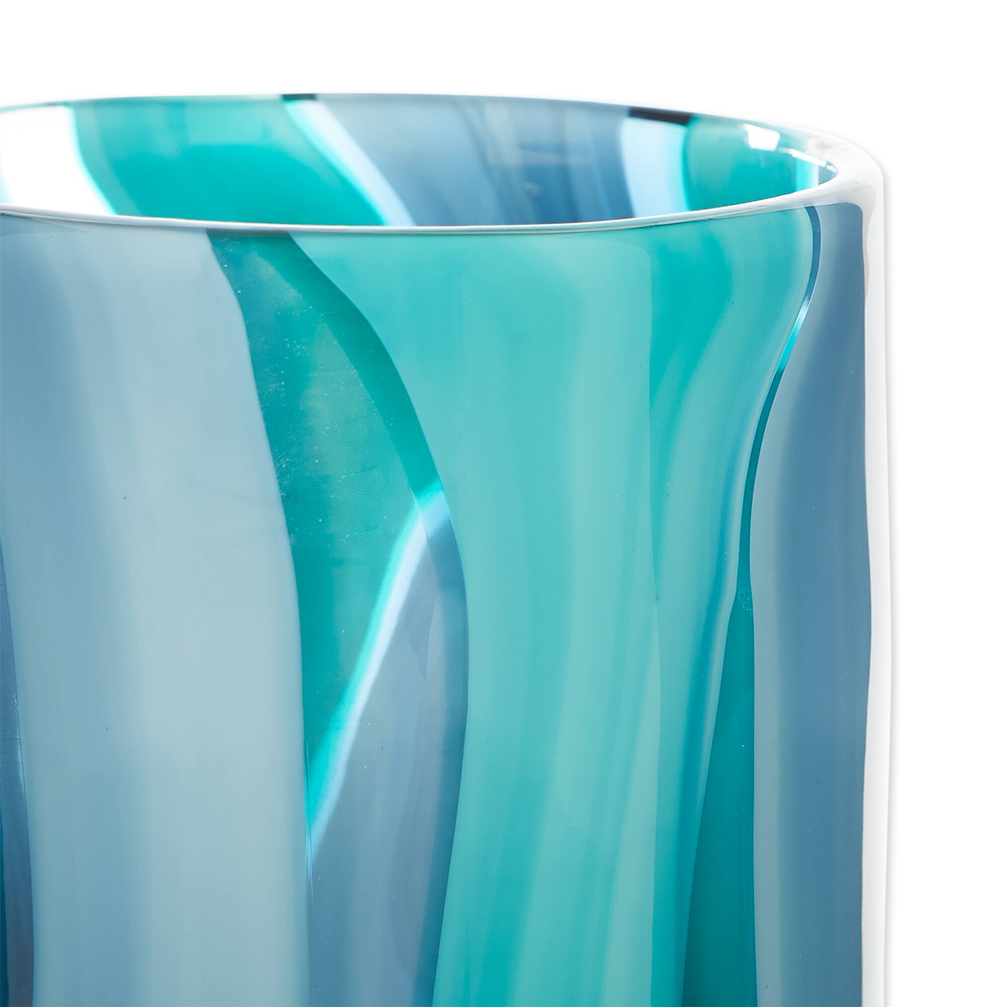 6.5&#x22; Small Blue Cylinder Glass Vase