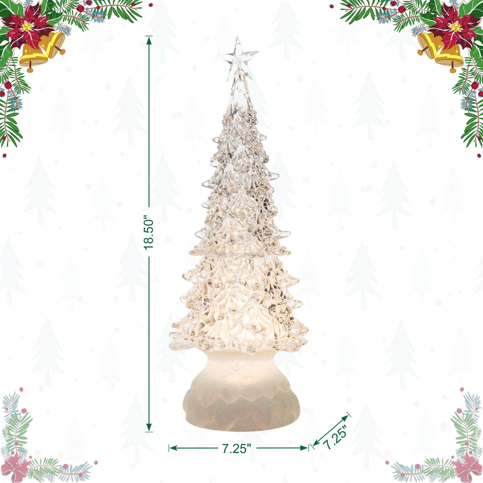 Glitzhome® 18.5" Lighted Acrylic Rotating Christmas Table Tree