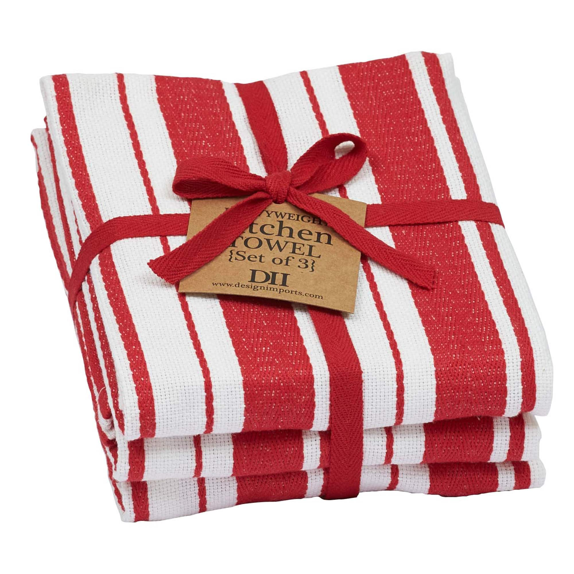 DII&#xAE; Tomato Stripe Gourmet Dishtowel (Set of 3)