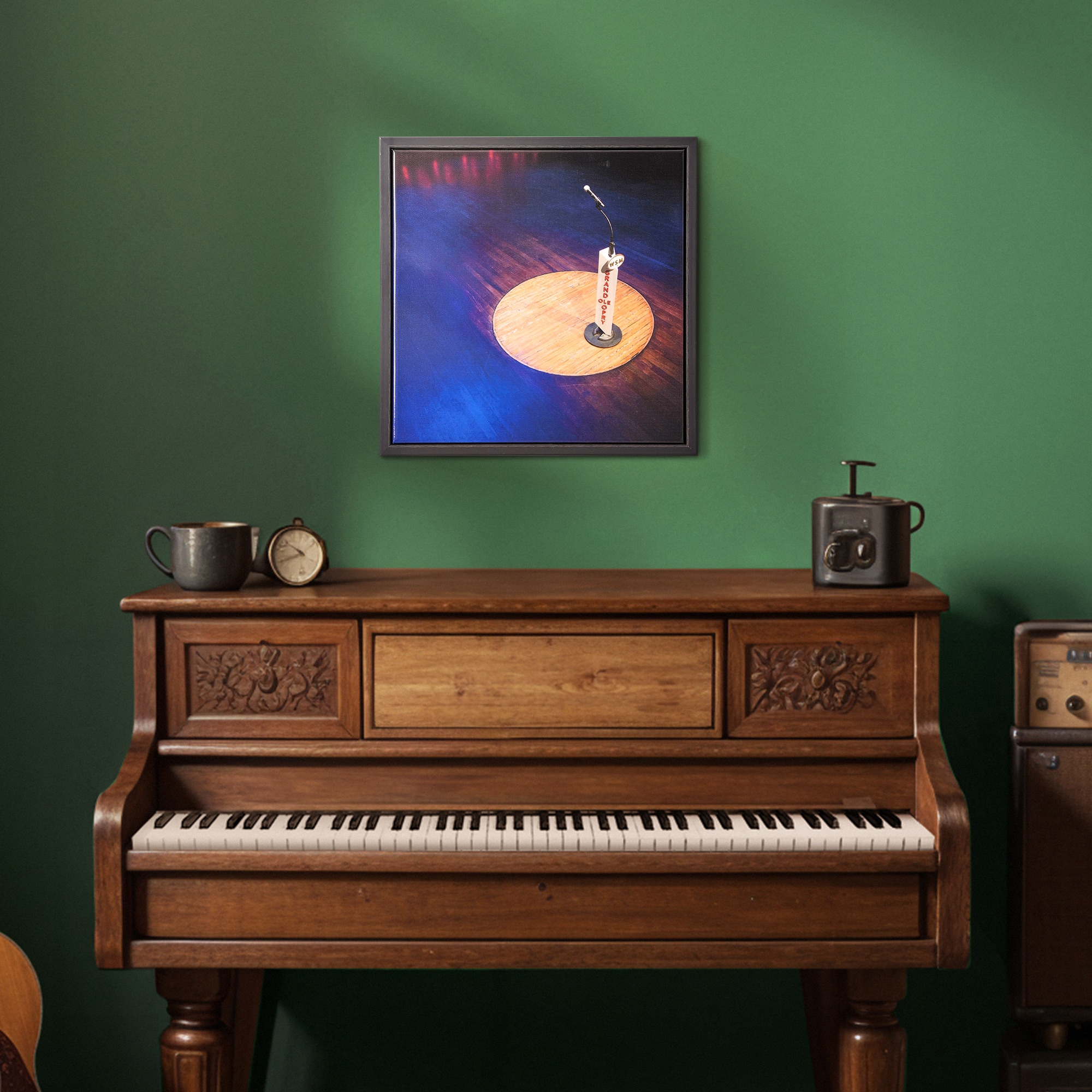 American Art Decor Grand Ole Opry WSM Microphone Stand Lacquered Canvas Print - 12" H x 12" L