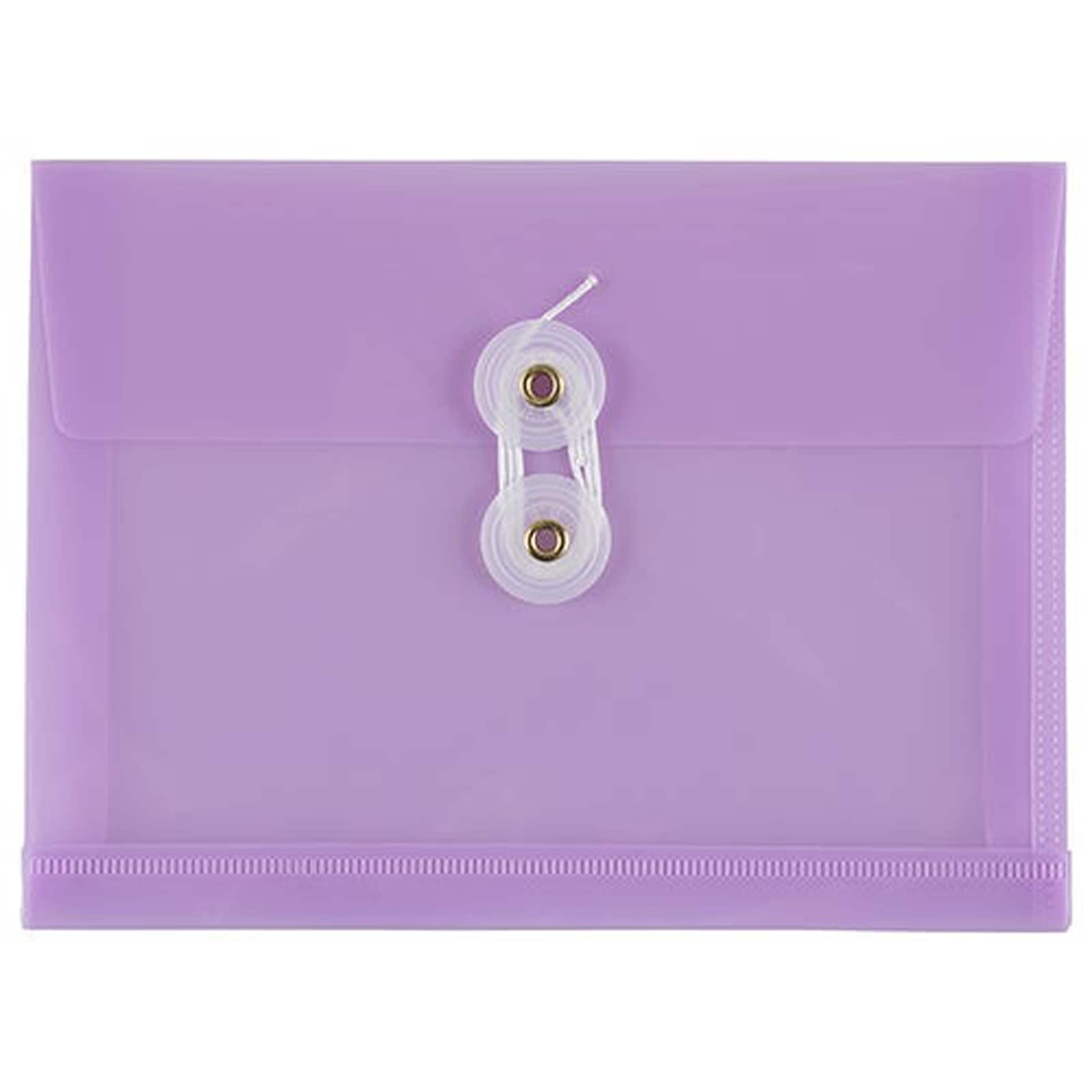 JAM Paper 5.5" x 7.5" Lilac Plastic Button & String Tie Closure Booklet Envelopes, 12ct.