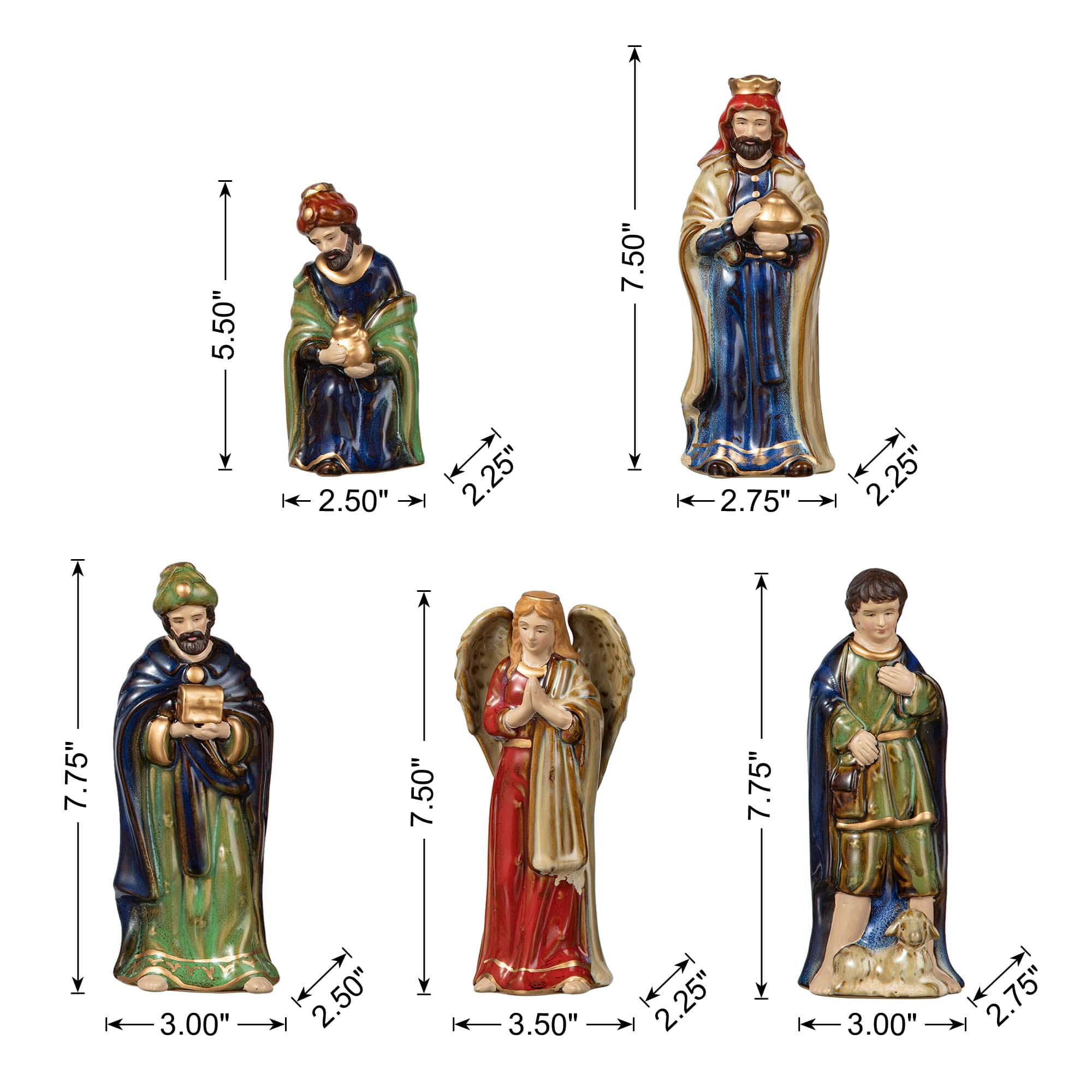 Glitzhome&#xAE; Multicolor Ceramic Nativity Figurine Set