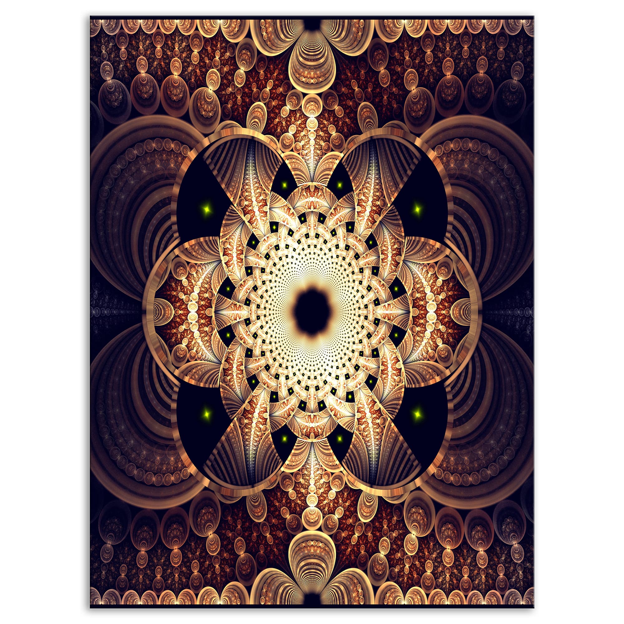 Designart - Brown Red Fractal Flower Pattern Digital - Floral Canvas Art Print