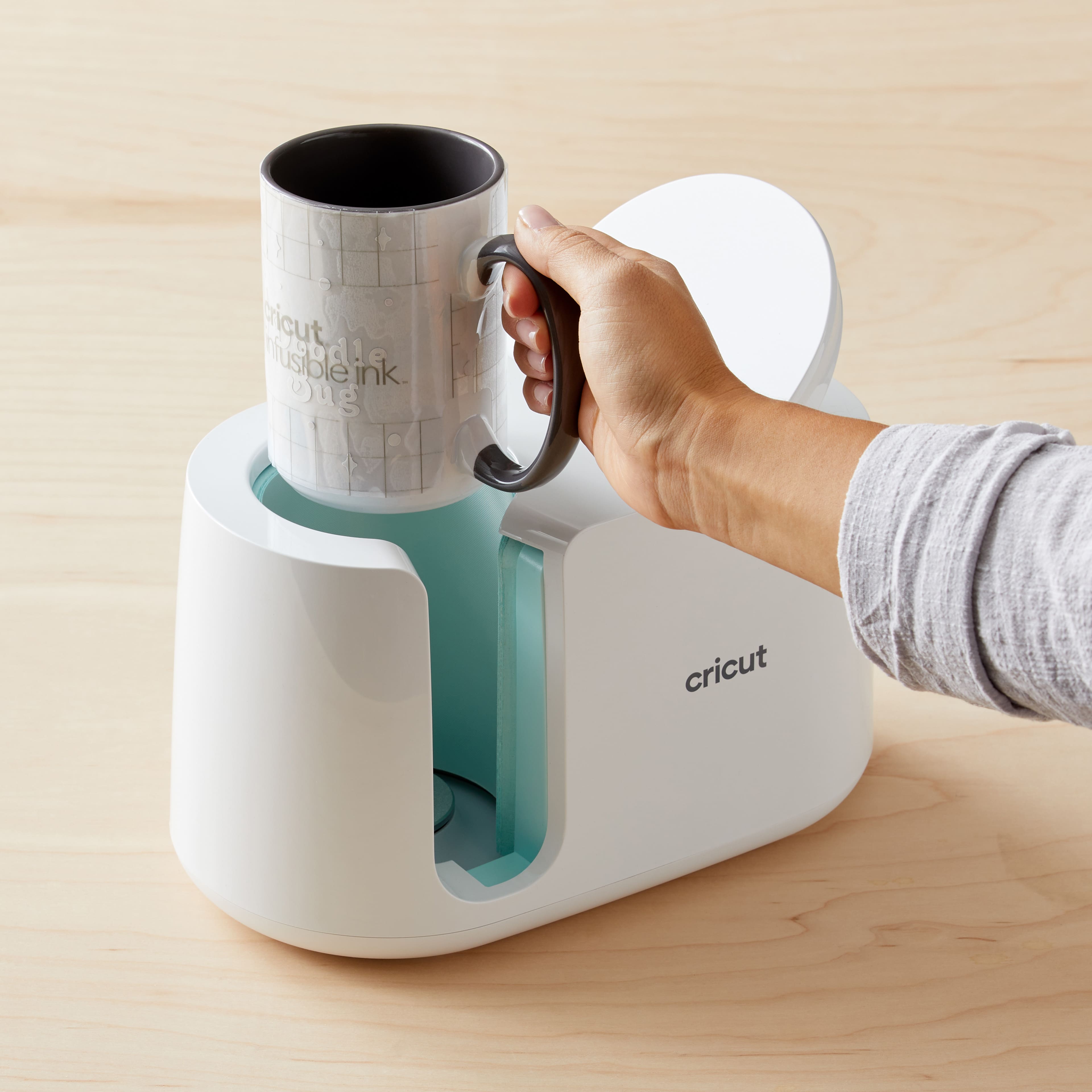 Tasses en céramique blanche et grise vierge de 425 ml de Cricut