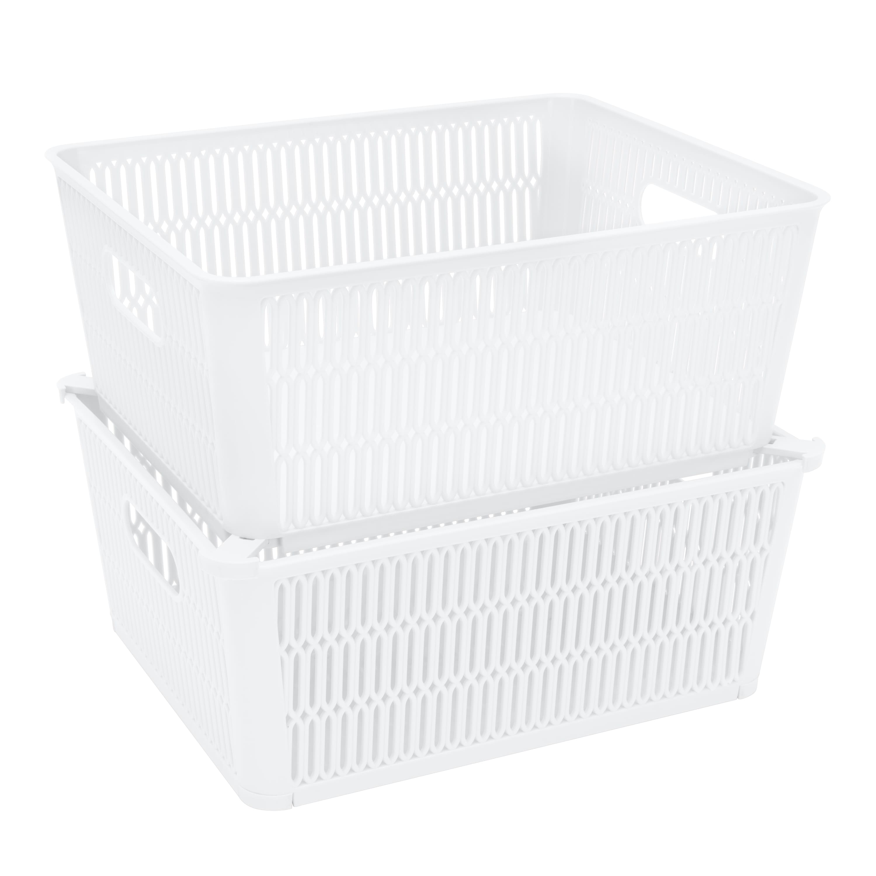 Large Round Woven Plastic Storage Basket White/Gray - Brightroom™