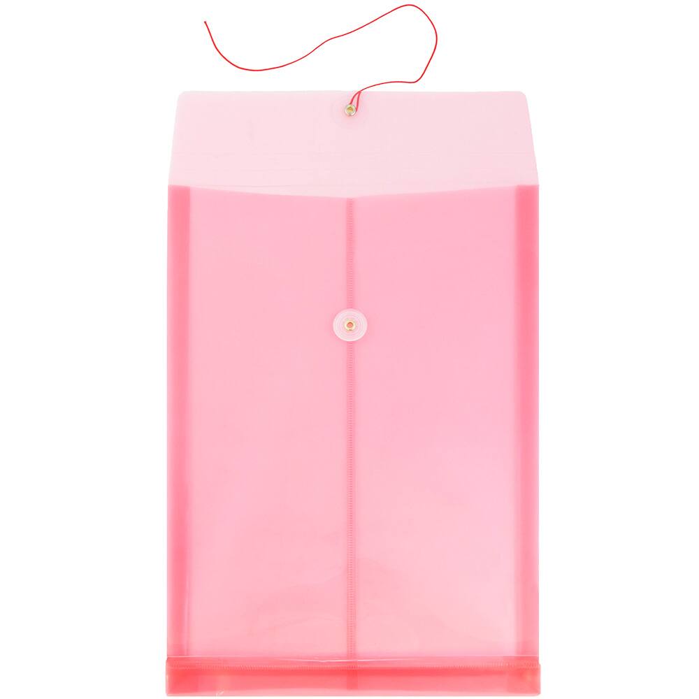 JAM Paper Legal Size Plastic Envelopes with Button &#x26; String Tie Closure, 12ct.