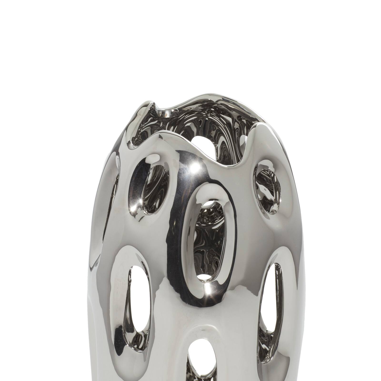 Silver Ceramic Contemporary Vase, 16" x 6" x 6"